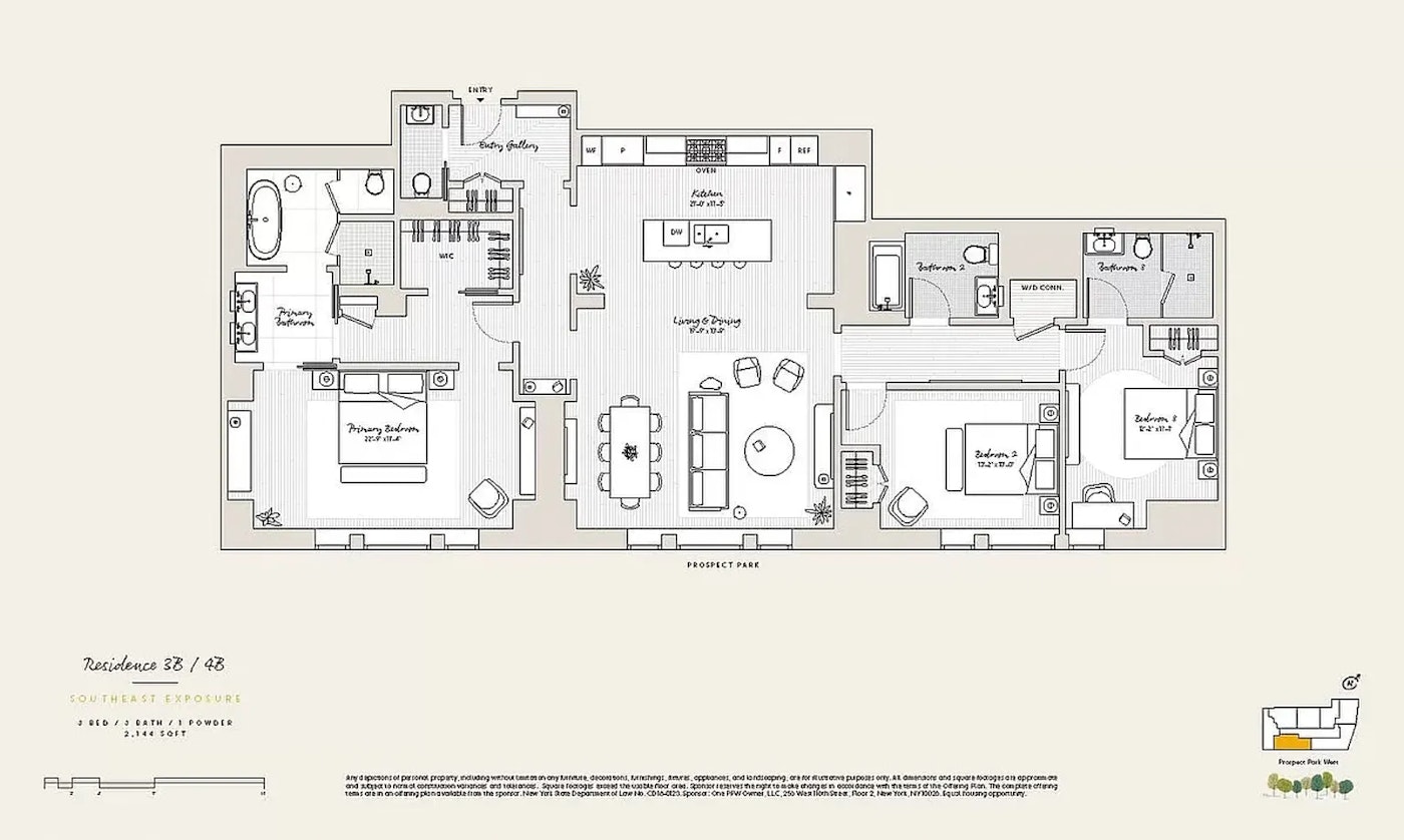 Floorplan for 1 Prospect Park, 3B