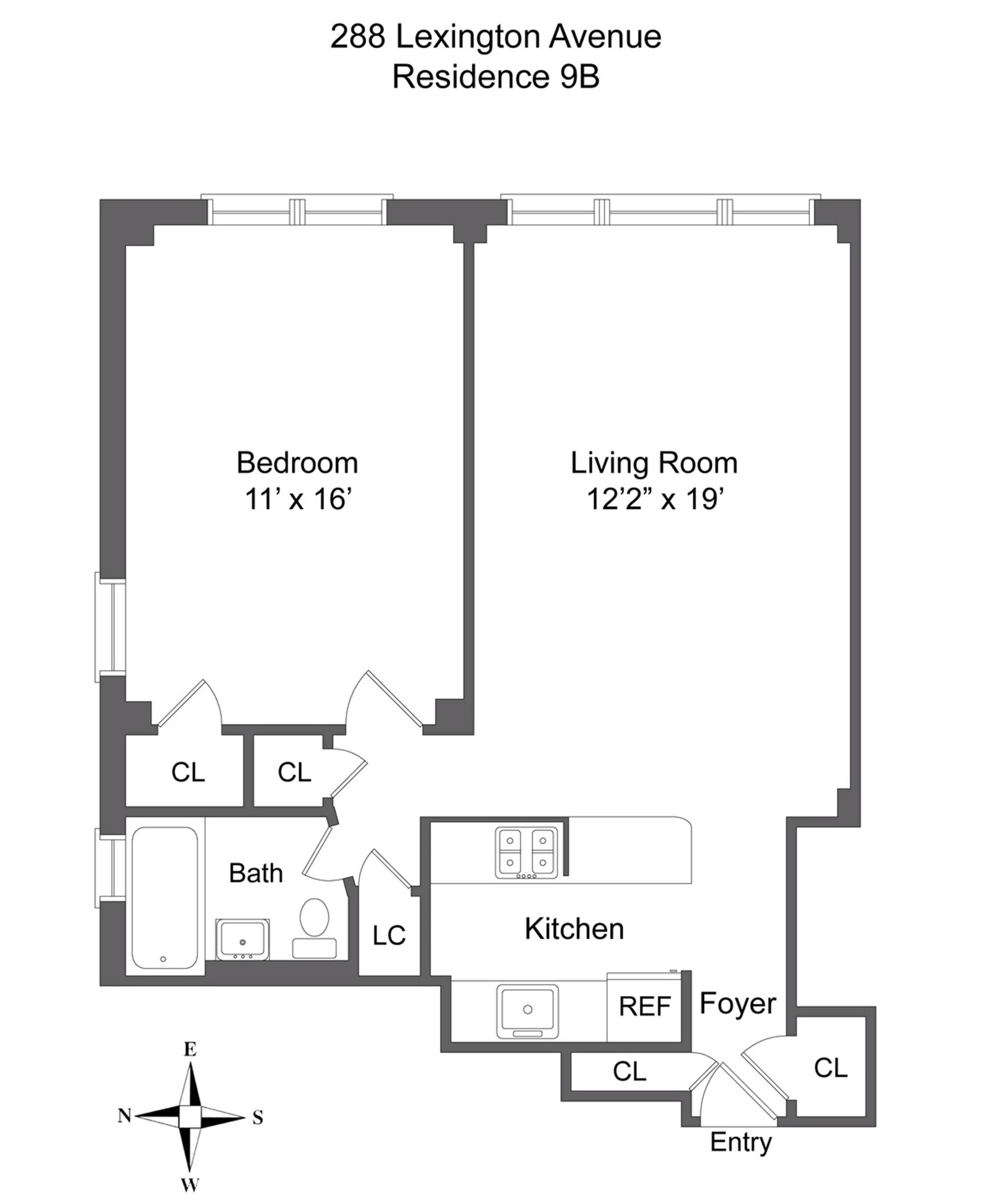 Floorplan for 288 Lexington Avenue, 9B