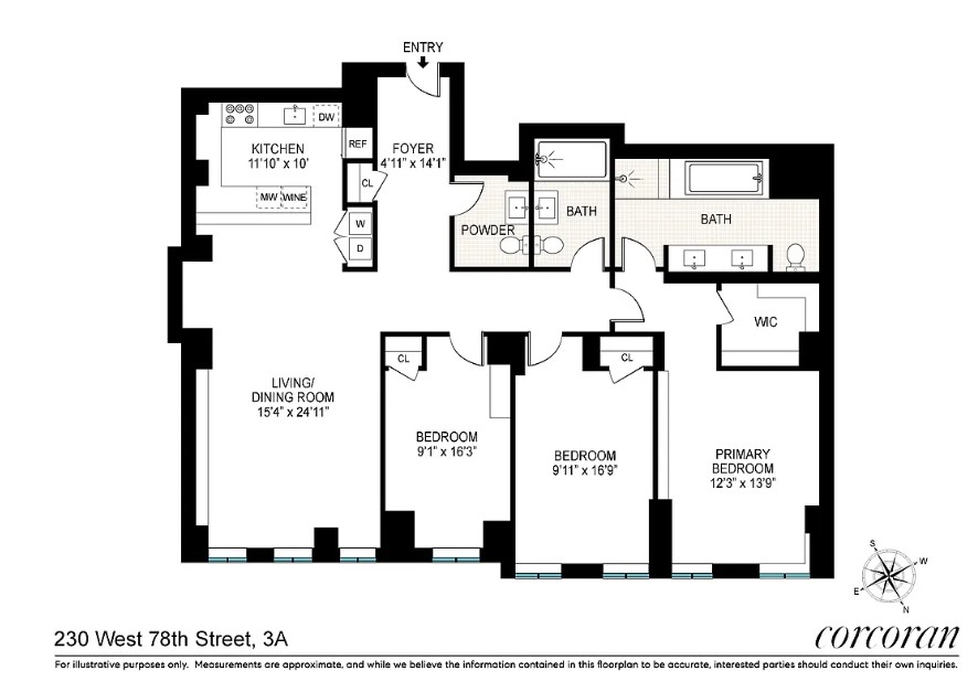 Floorplan for 230 West 78th Street, 3A