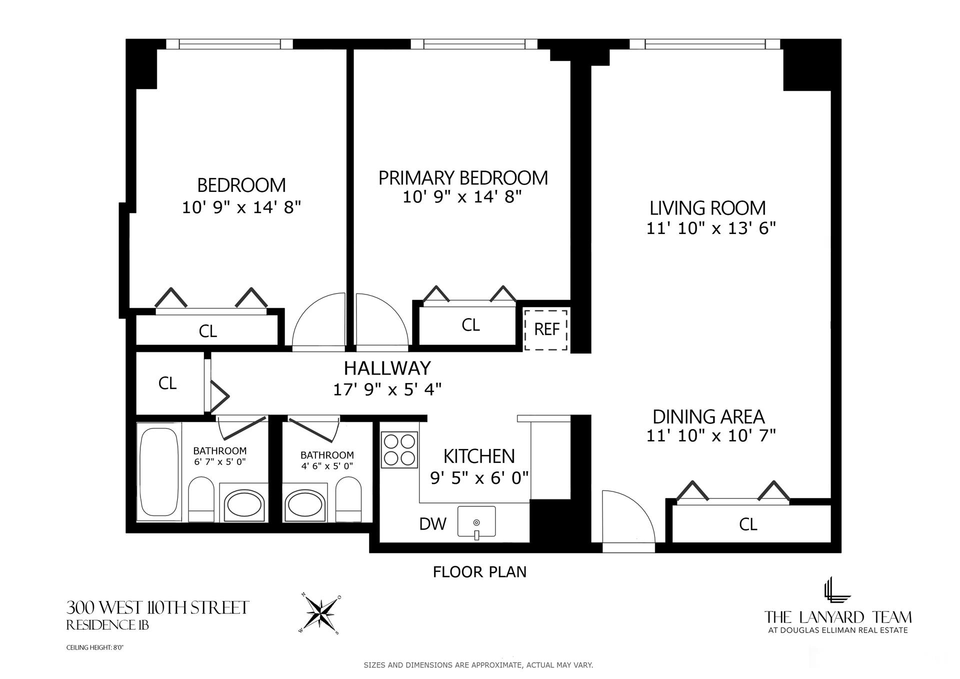 Floorplan for 300 West 110th Street, 1B