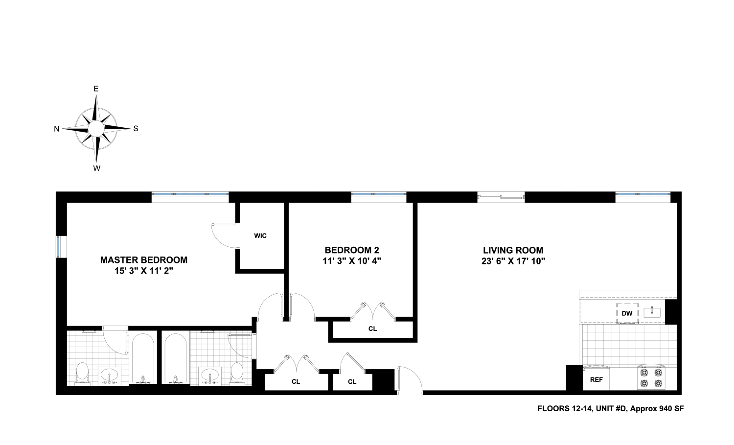 Floorplan for 225 8th Avenue, 14D