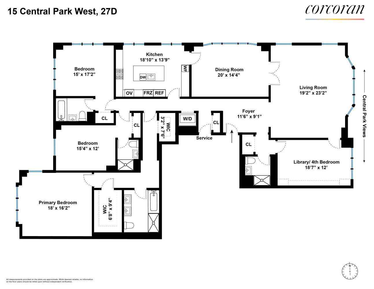 Floorplan for 15 Central Park, 27D