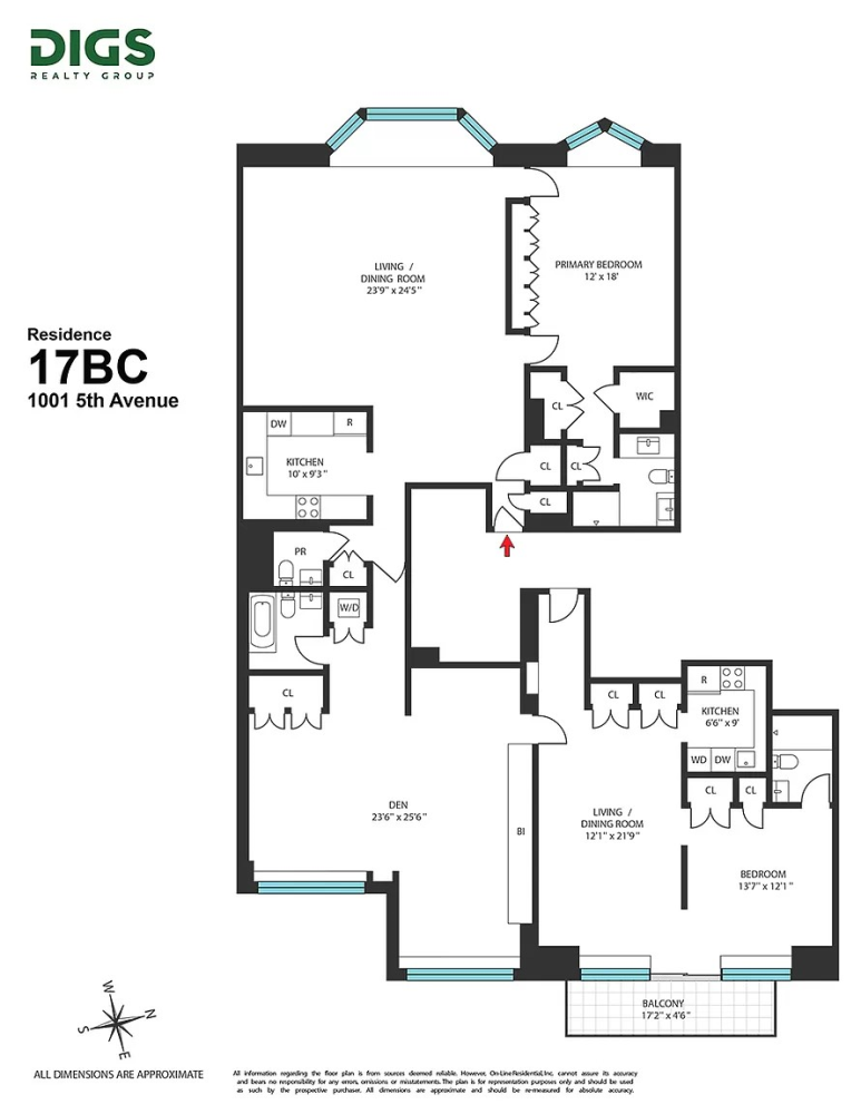 Floorplan for 1001 5th Avenue, 17C