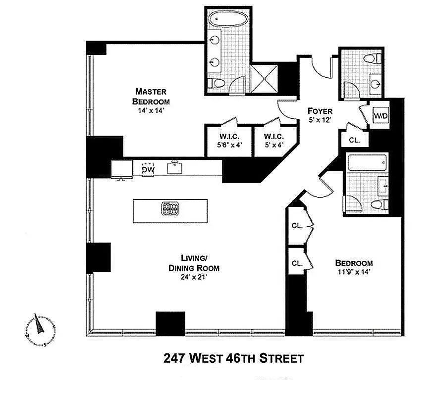 Floorplan for 247 West 46th Street, 1003