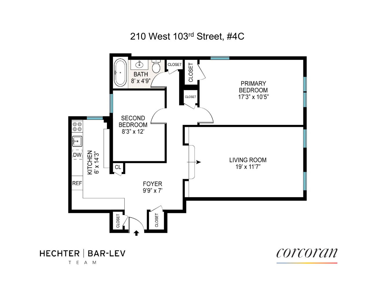 Floorplan for 210 West 103rd Street, 4C