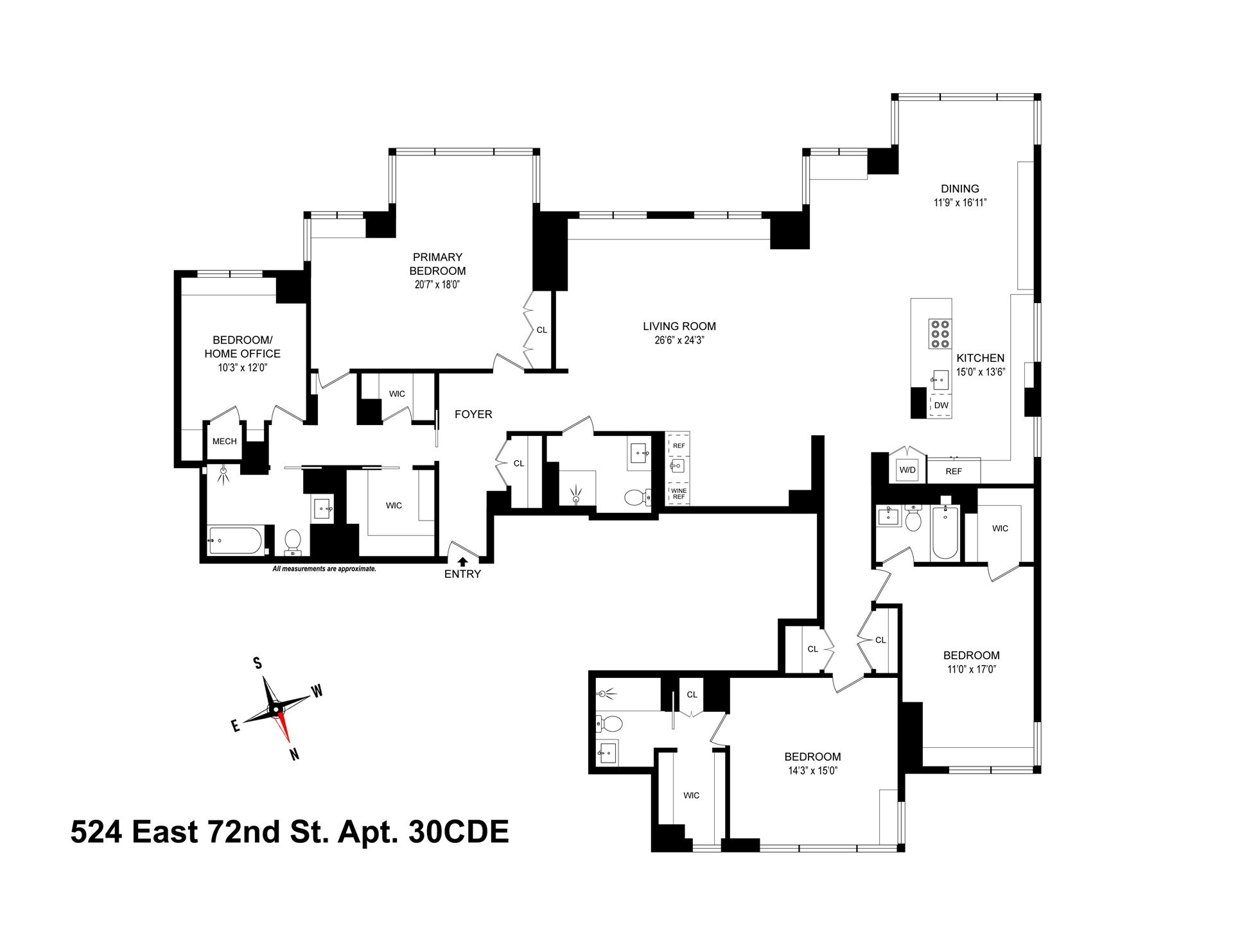 Floorplan for 524 East 72nd Street, 30CDE