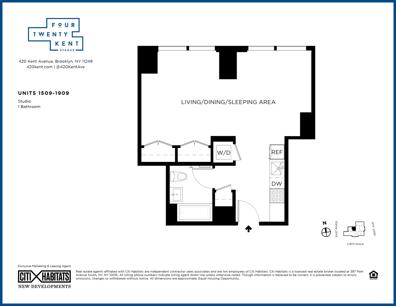 Floorplan for 420 Kent Avenue, 1709N