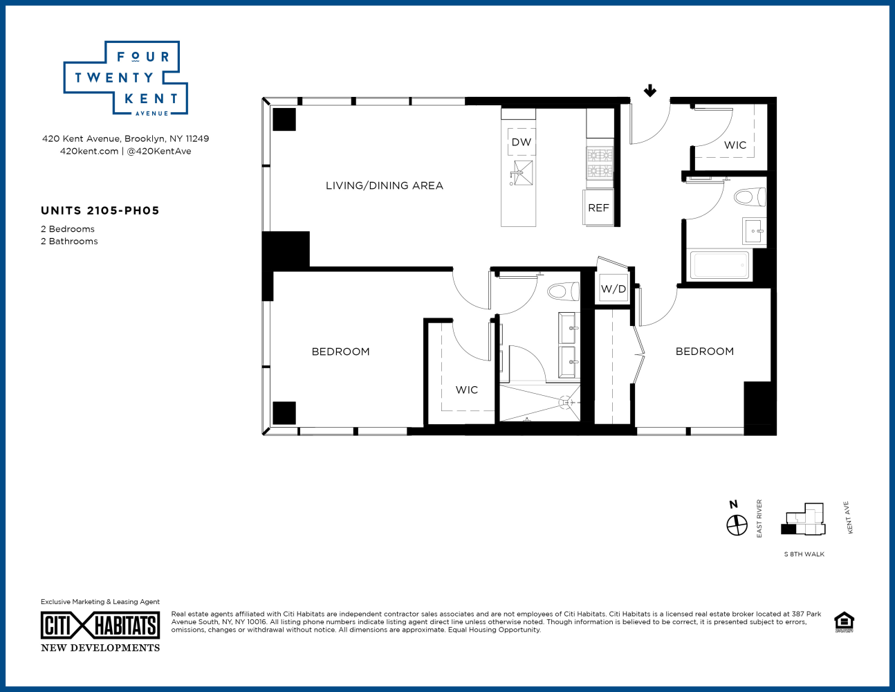 Floorplan for 420 Kent Avenue, 2105N