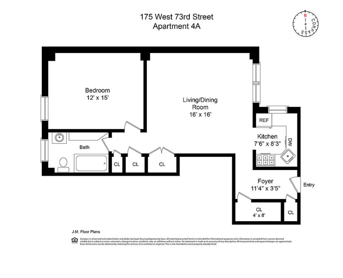 Floorplan for 175 West 73rd Street, 4A