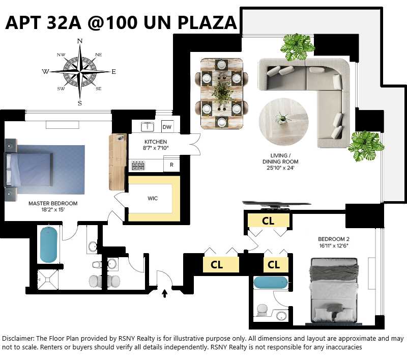 Floorplan for 100 United Nations Plaza, 32A