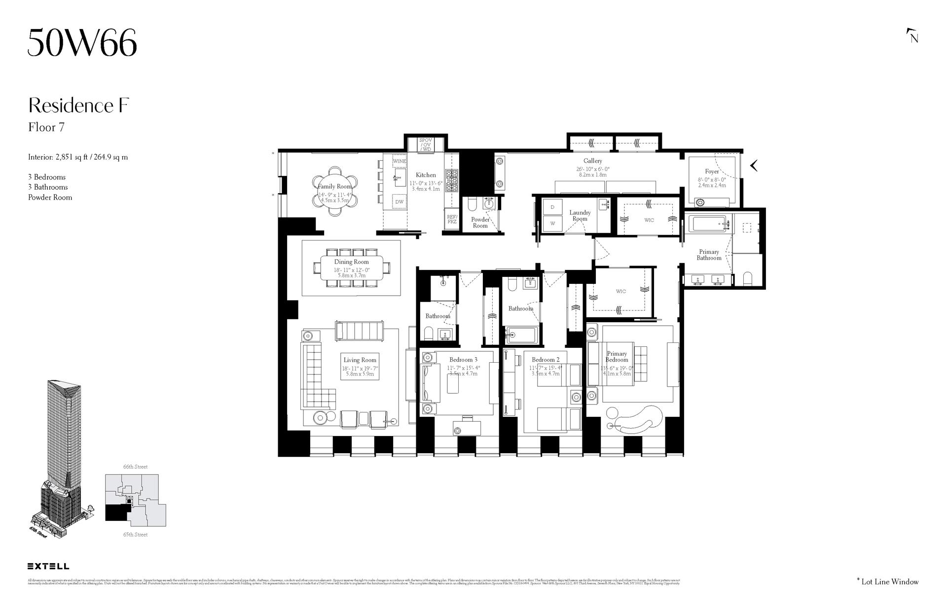 Floorplan for 50 West 66th Street, 7F