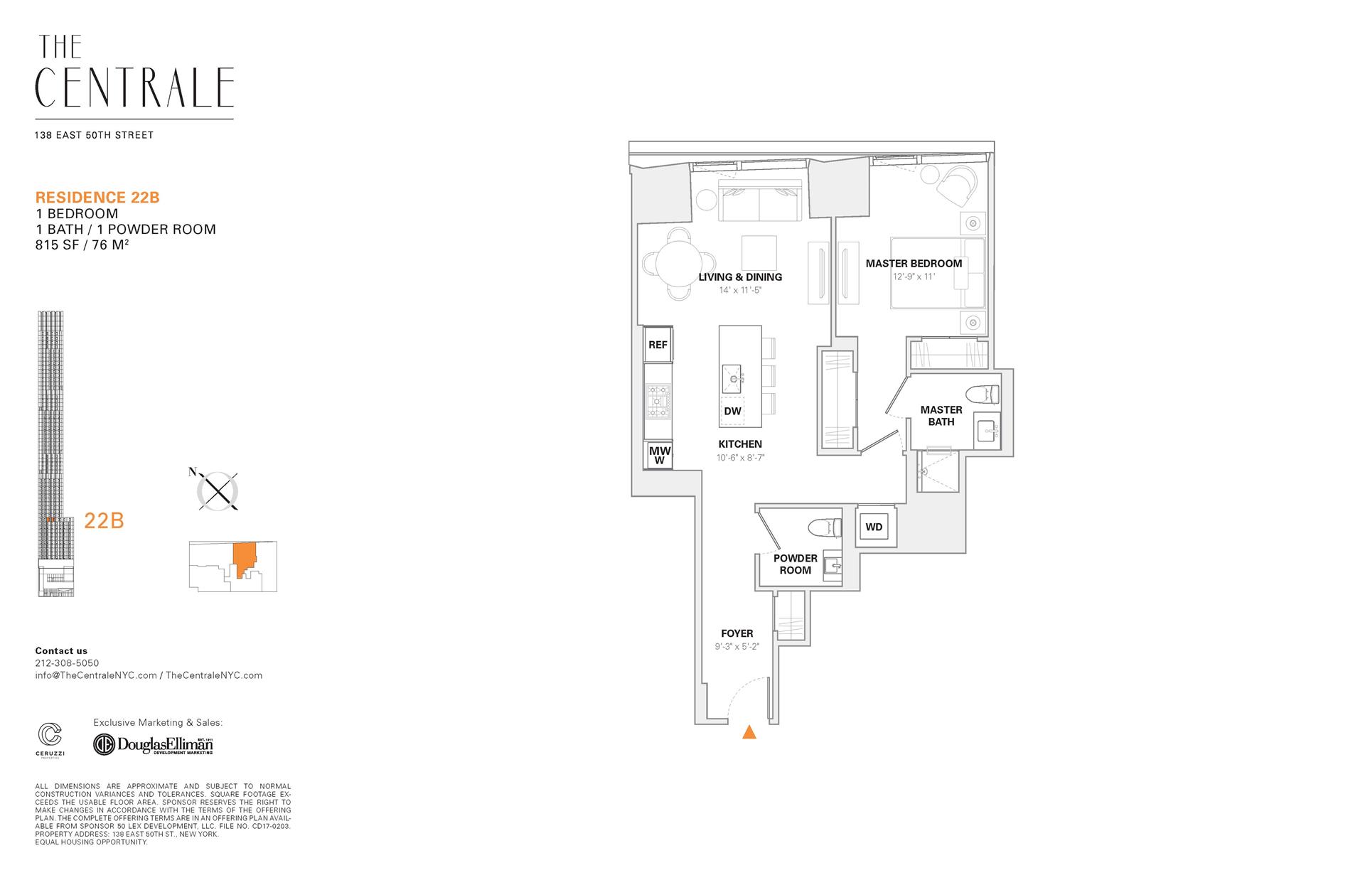 Floorplan for 138 East 50th Street, 22B