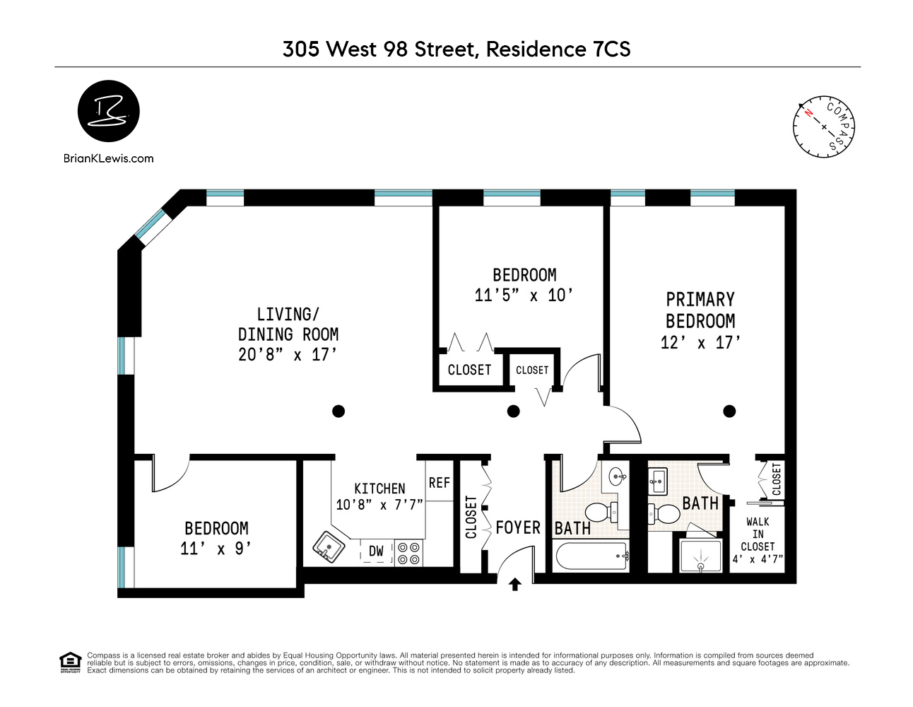 Floorplan for 305 West 98th Street, 7CS