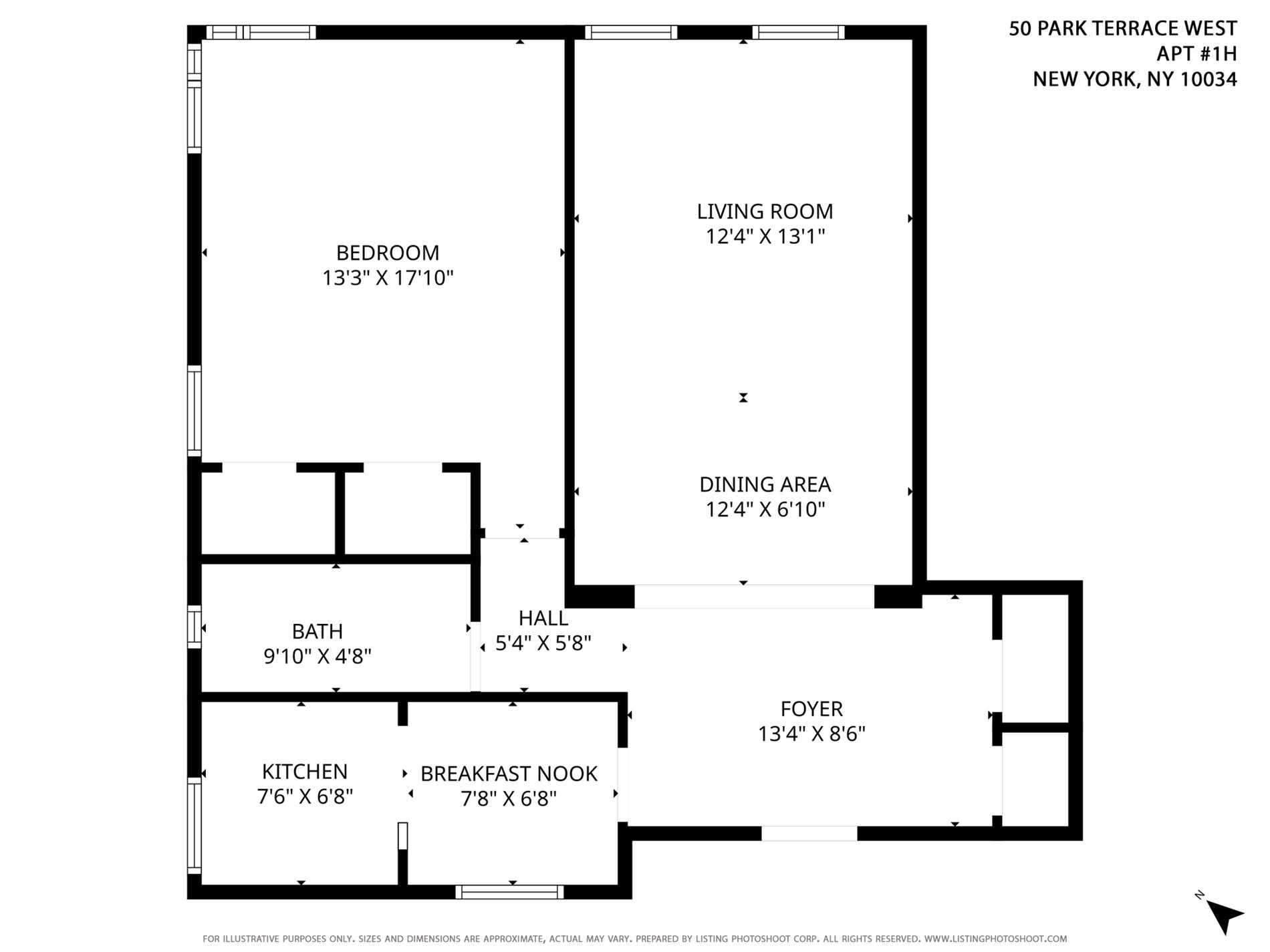 Floorplan for 50 Park Terrace, 1-H