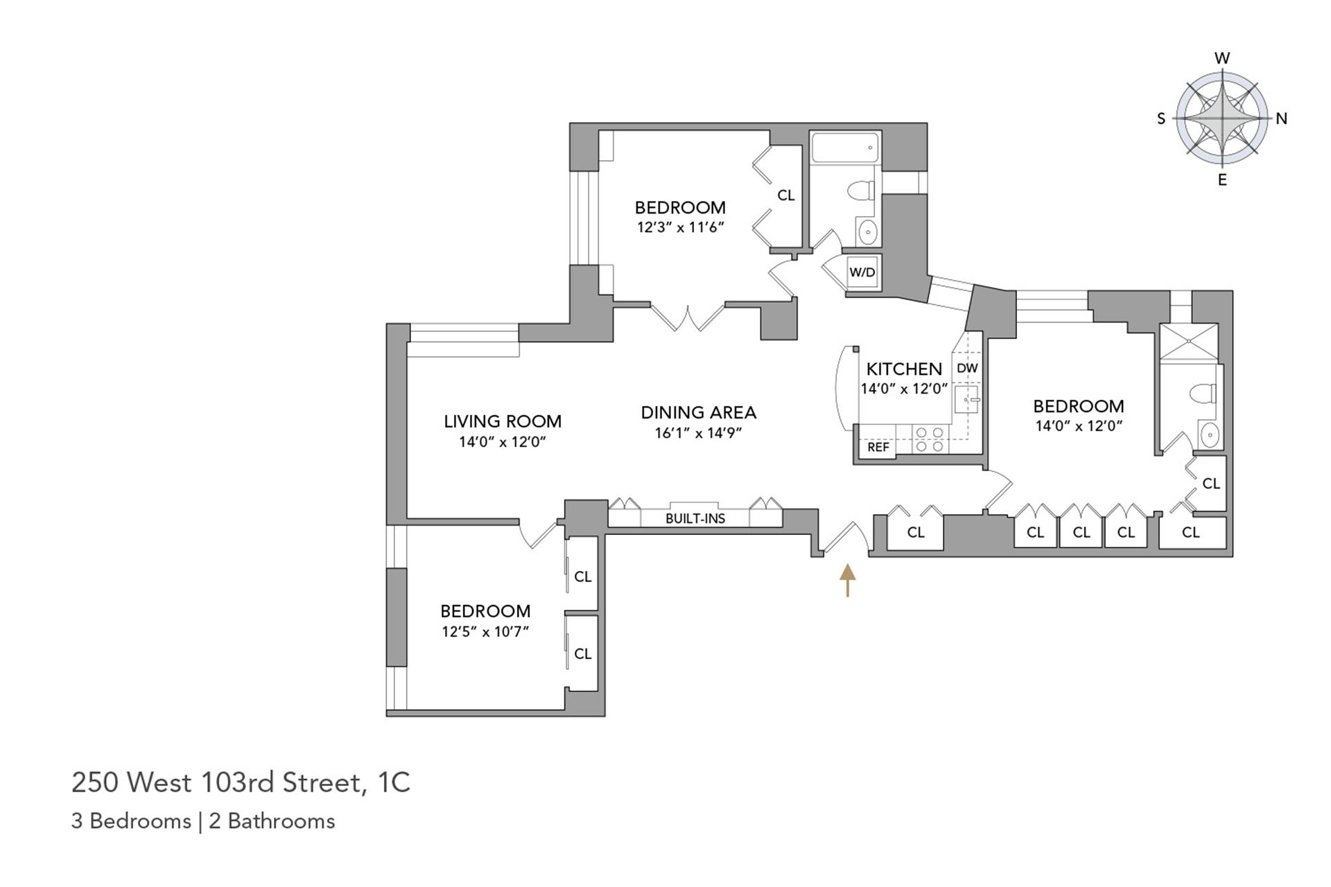 Floorplan for 250 West 103rd Street, 1C