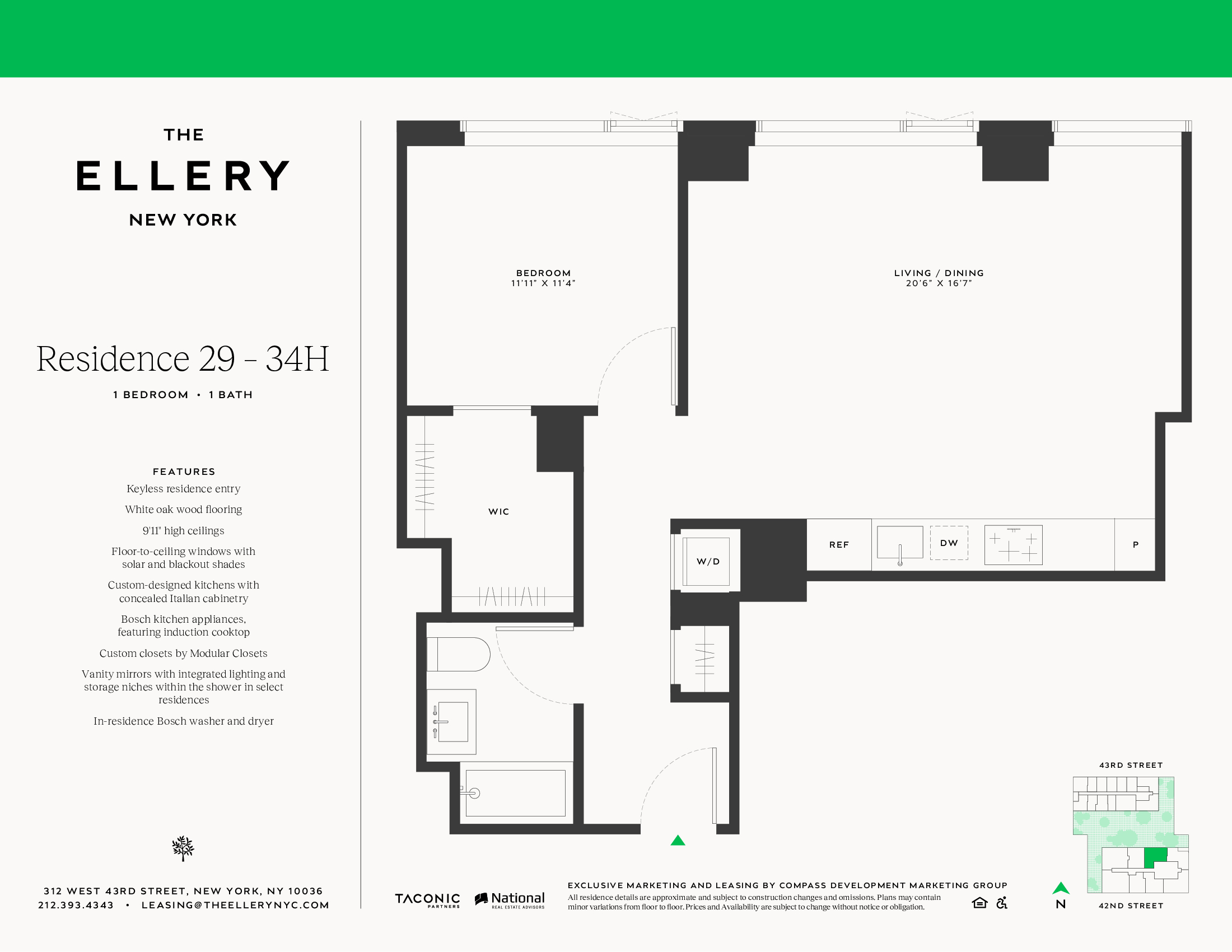 Floorplan for 312 West 43rd Street, 34H