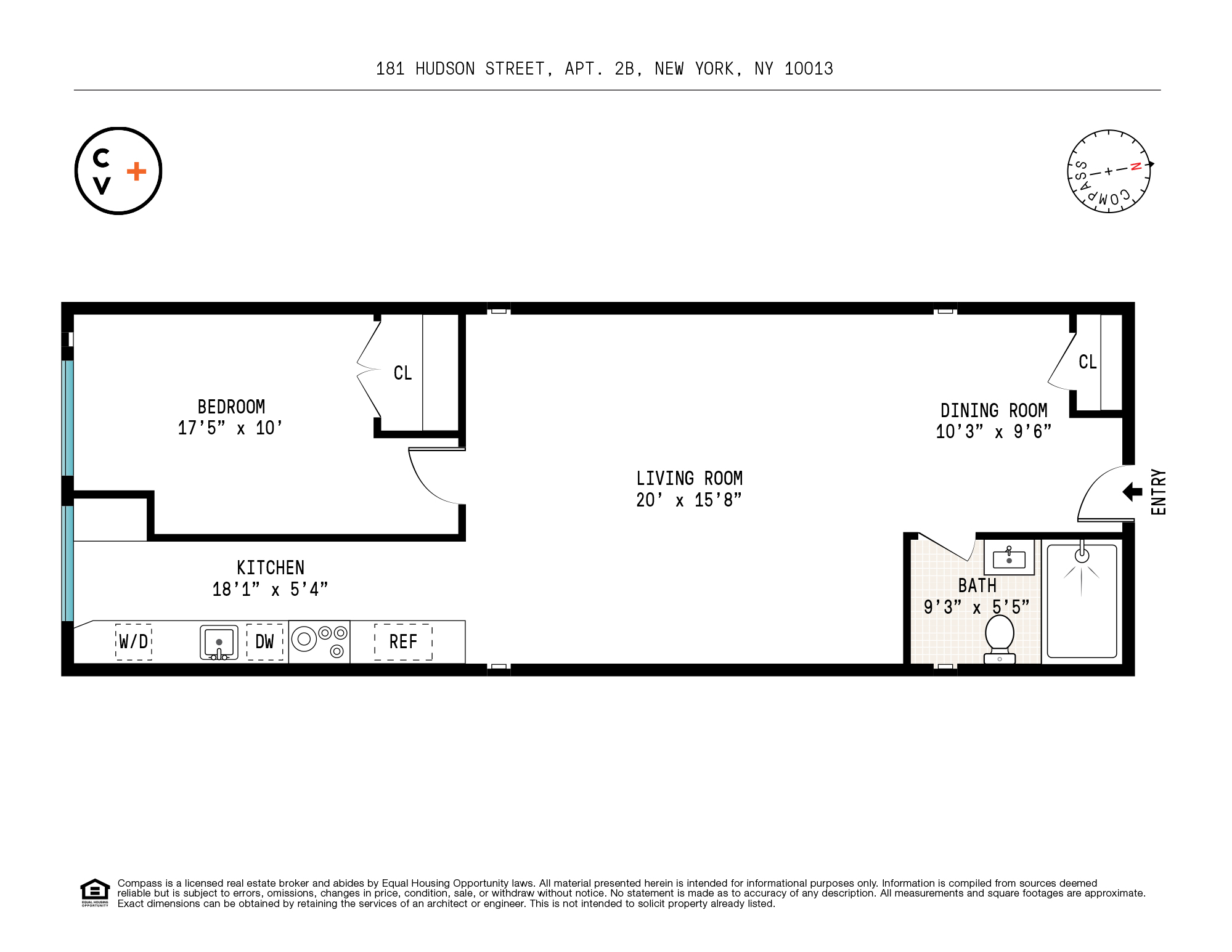 Floorplan for 181 Hudson Street, 2B