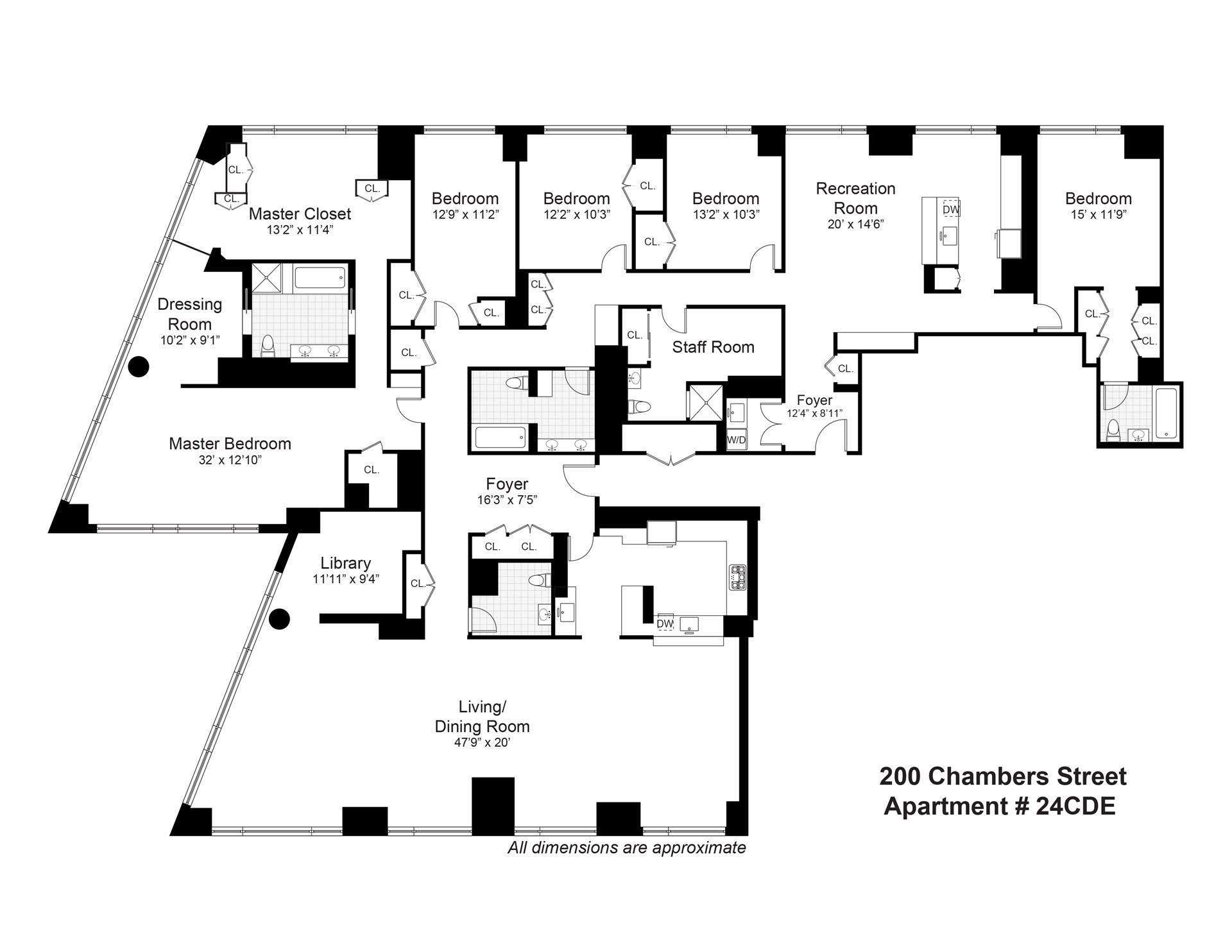 Floorplan for 200 Chambers Street, 24CDE