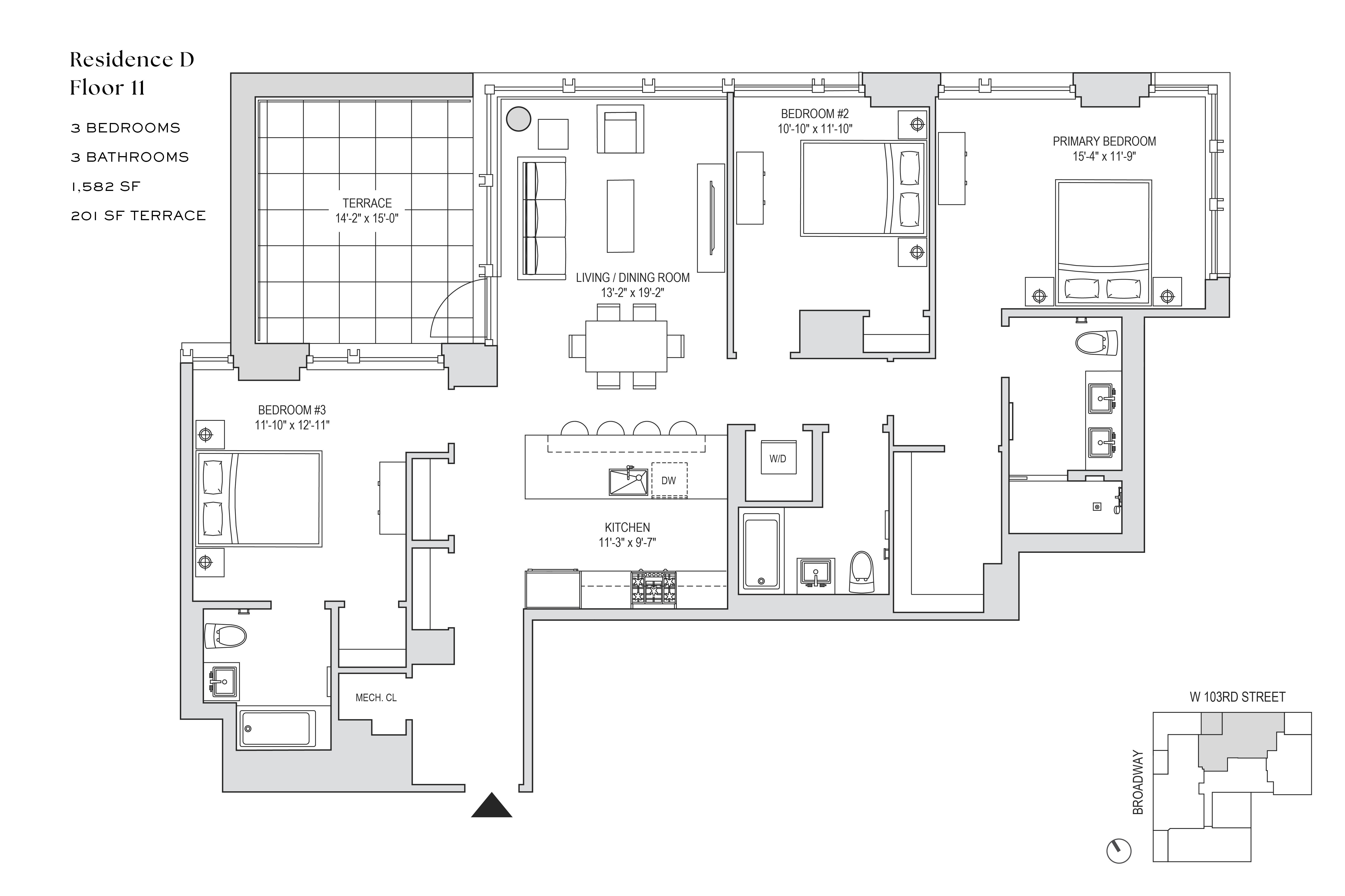 Floorplan for 218 West 103rd Street, 11D