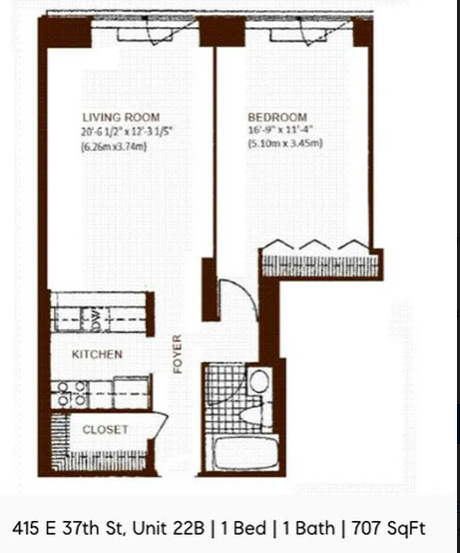 Floorplan for 415 East 37th Street, 22B