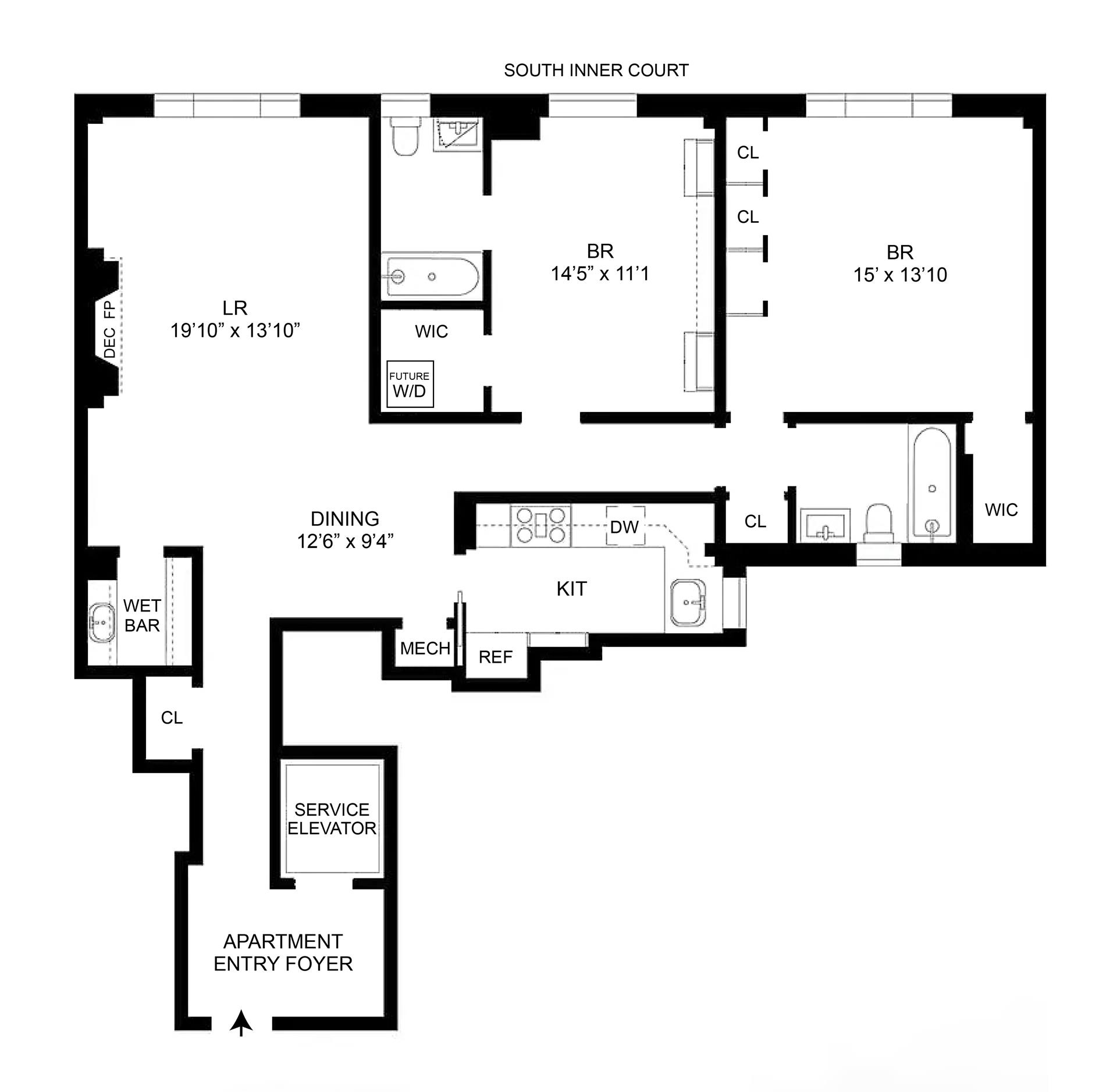 Floorplan for 850 Park Avenue, 1DR