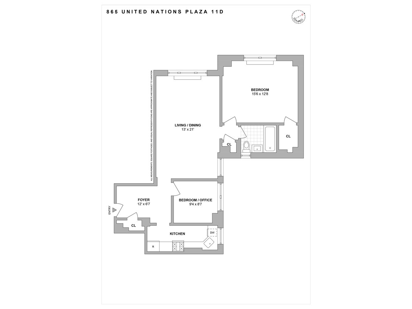 Floorplan for 865 United Nations Plaza, 11D