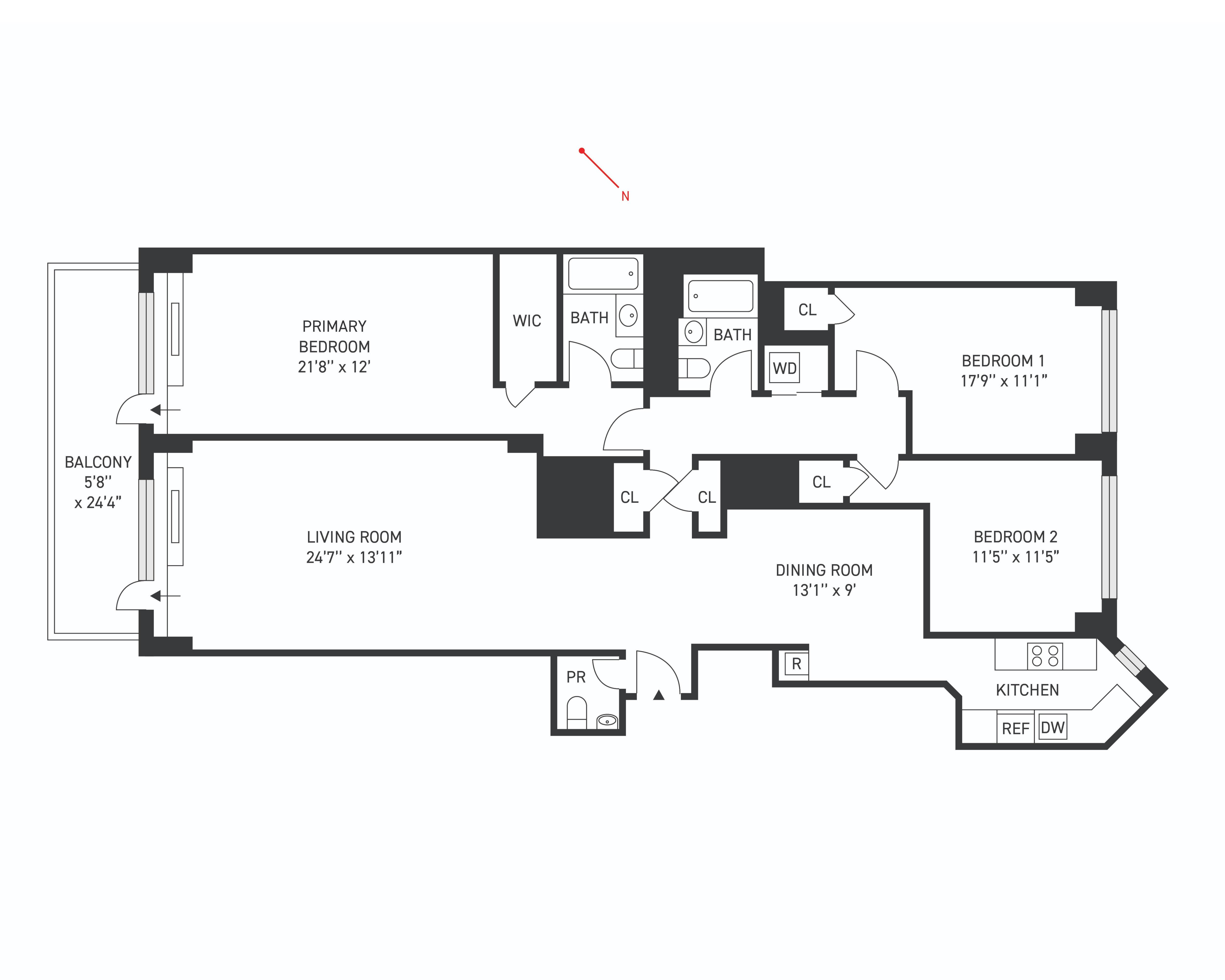 Floorplan for 200 Central Park, 14-A