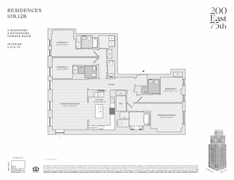 Floorplan for 200 East 75th Street, 10B