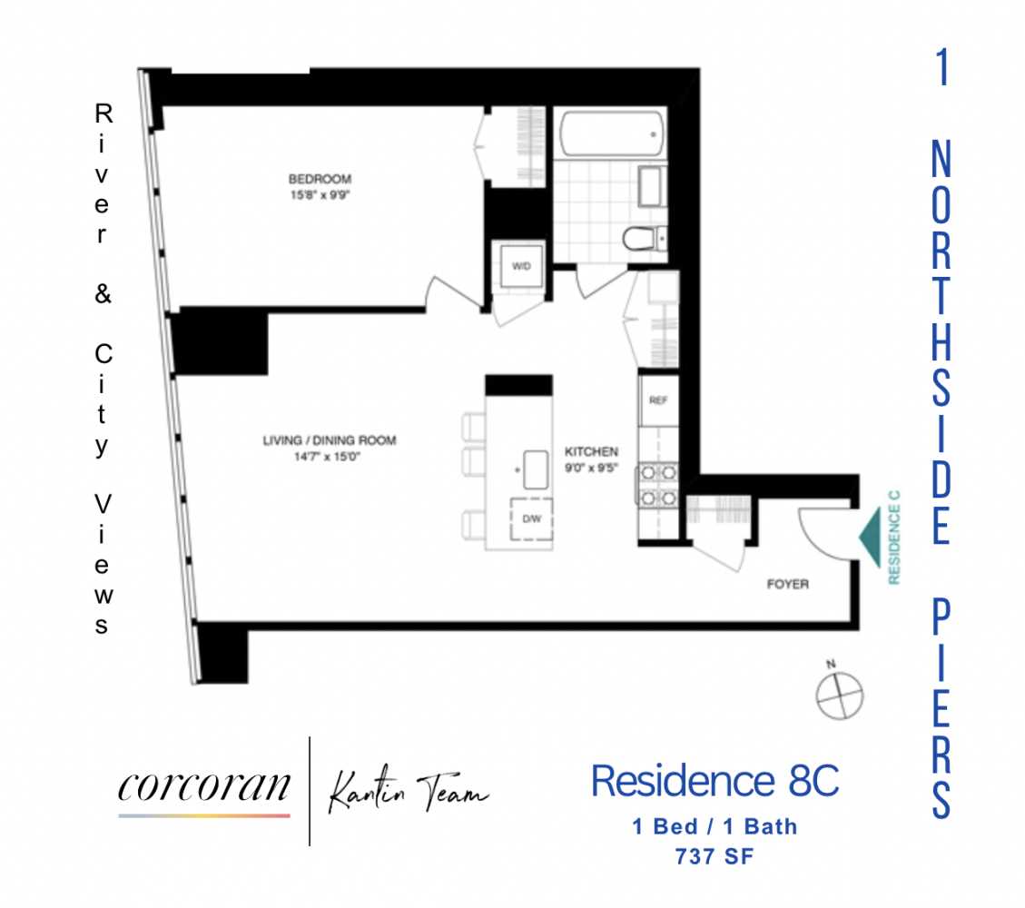 Floorplan for 1 Northside Piers, 8C