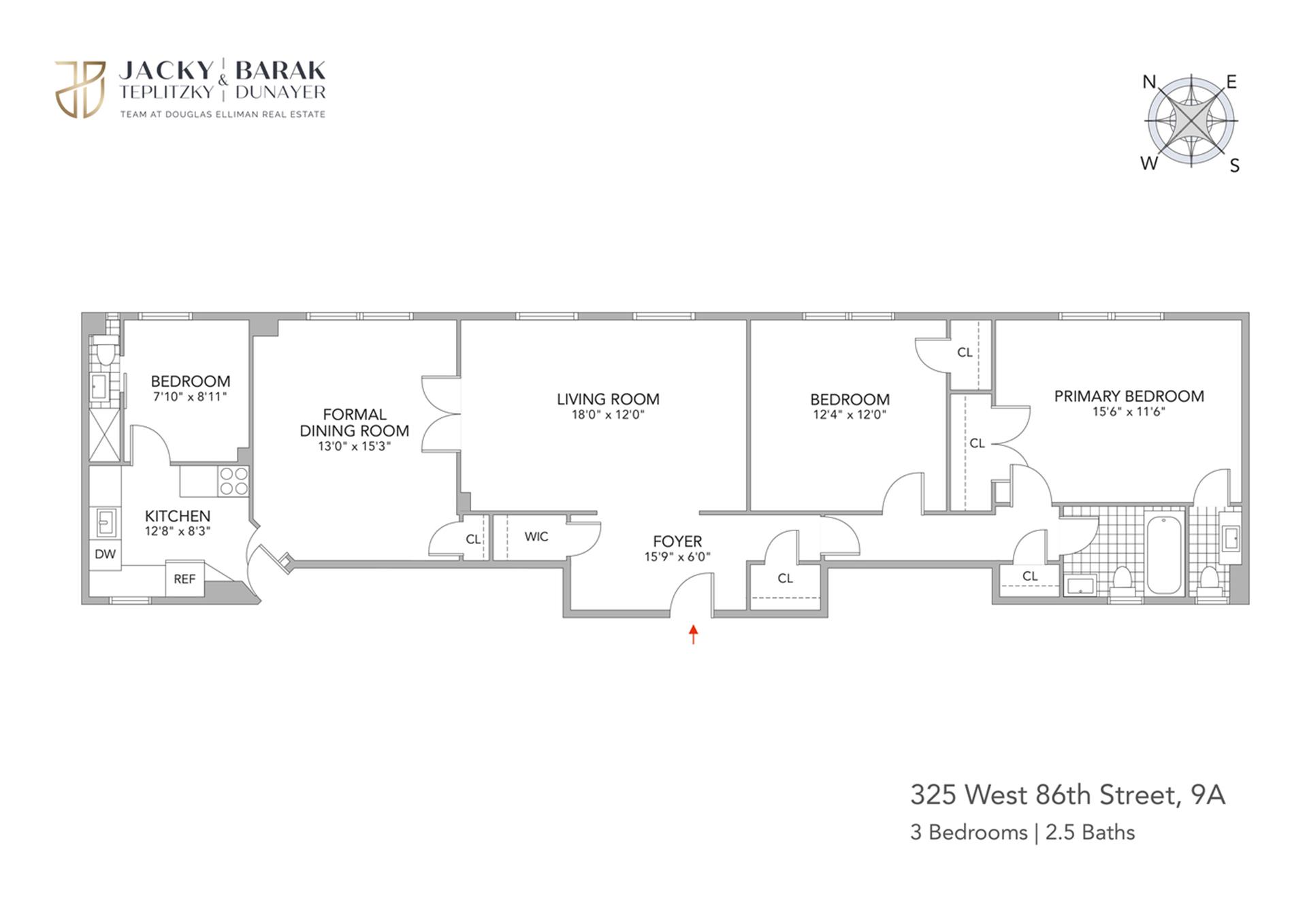 Floorplan for 325 West 86th Street, 9A