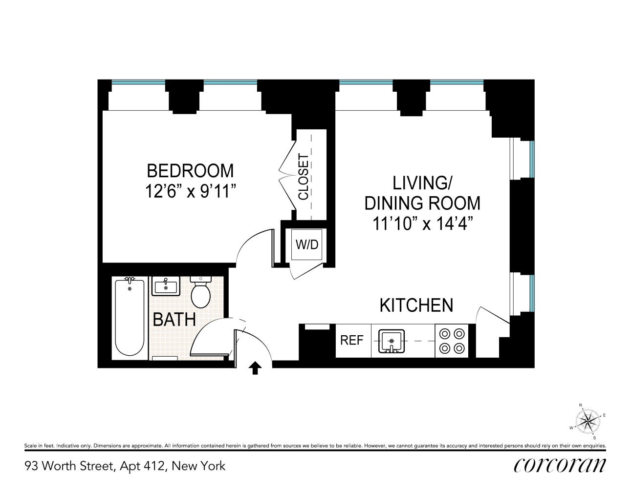 Floorplan for 93 Worth Street, 412