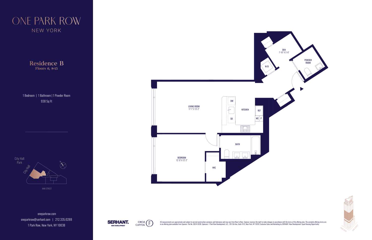 Floorplan for 1 Park Row, 6B