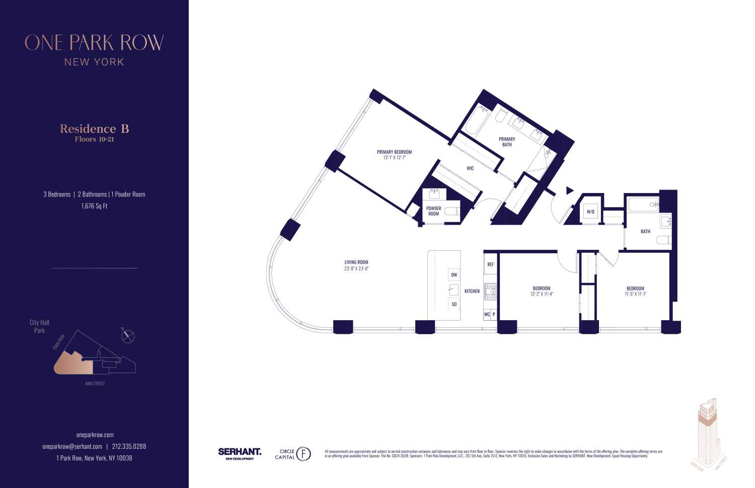 Floorplan for 1 Park Row, 19B