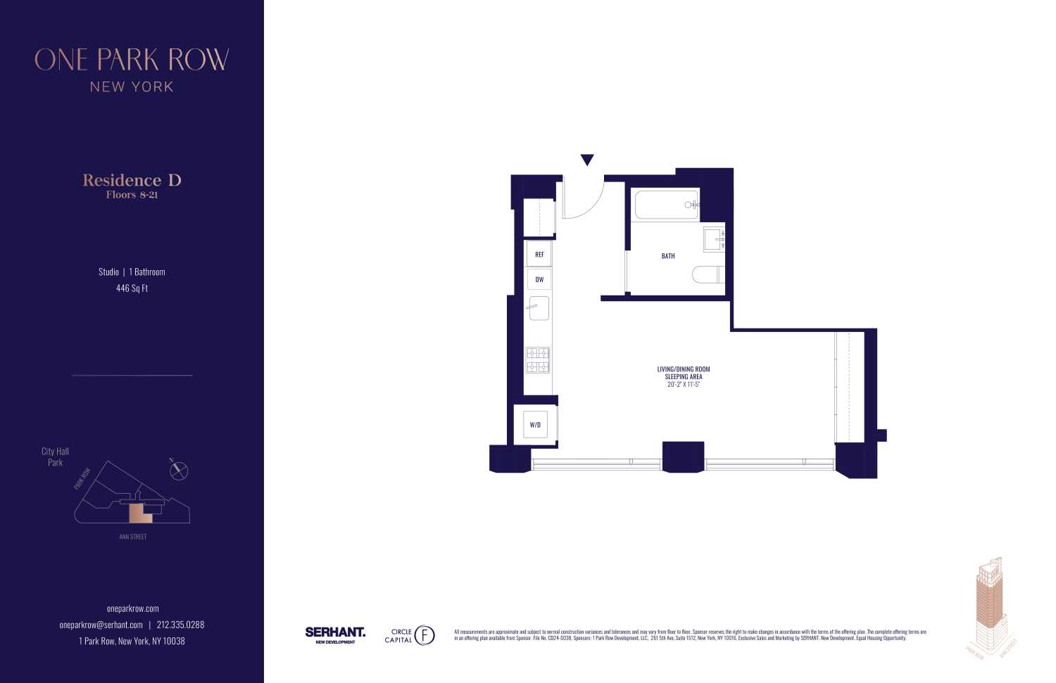 Floorplan for 1 Park Row, 8D