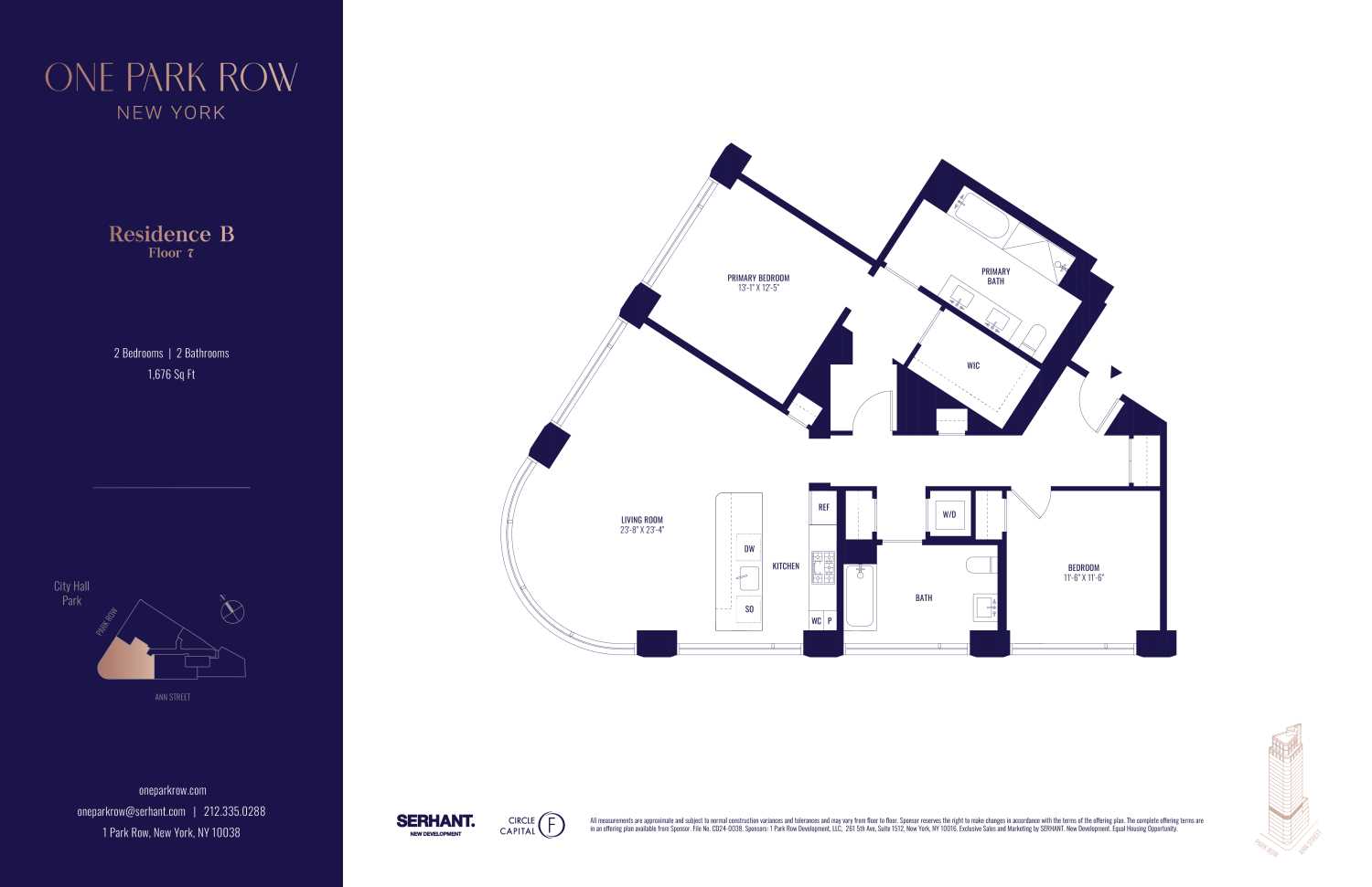 Floorplan for 1 Park Row, 7B