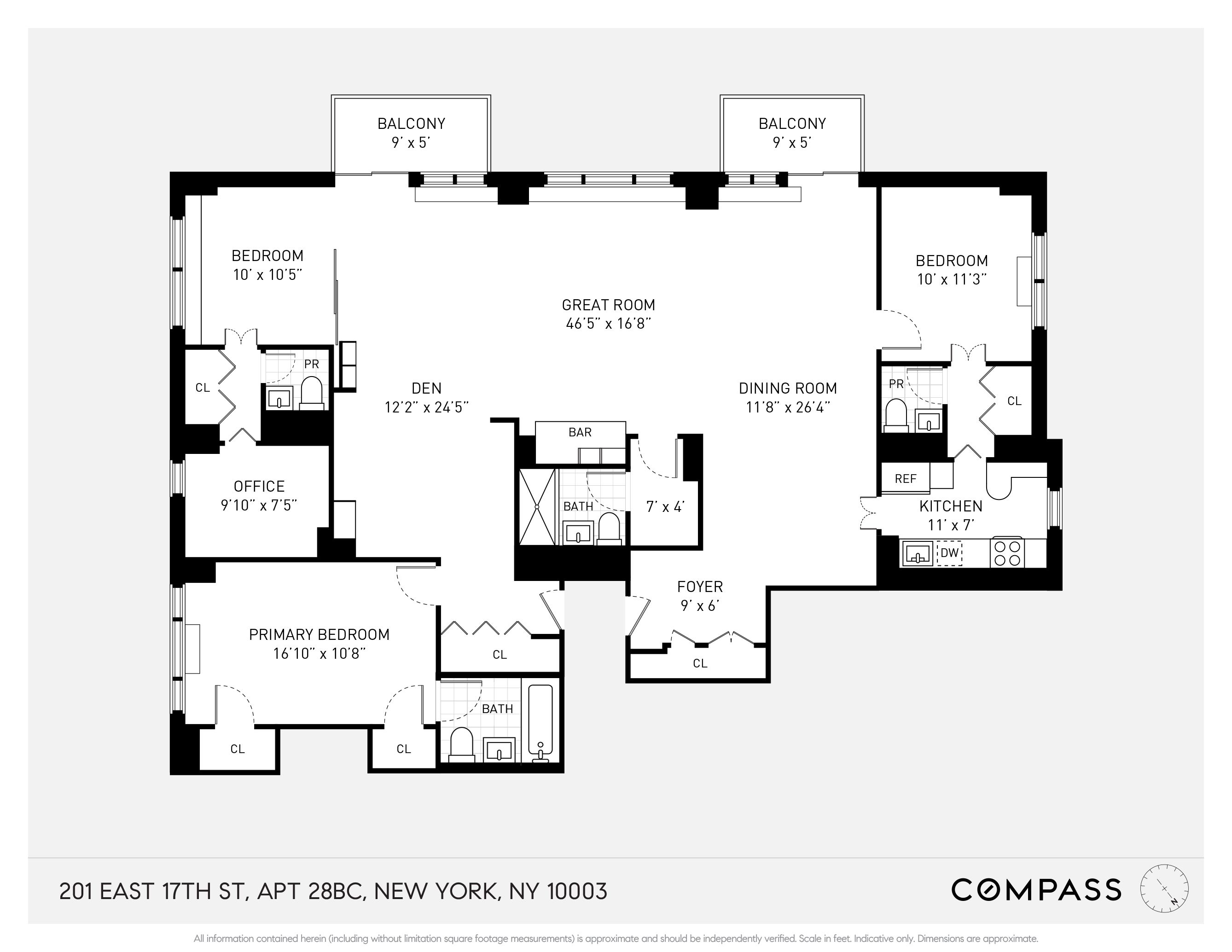 Floorplan for 201 East 17th Street, 28BC