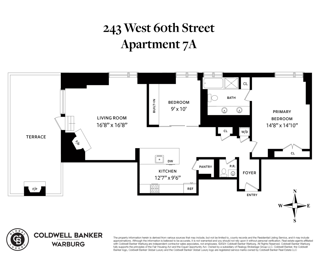 Floorplan for 243 West 60th Street, 7A