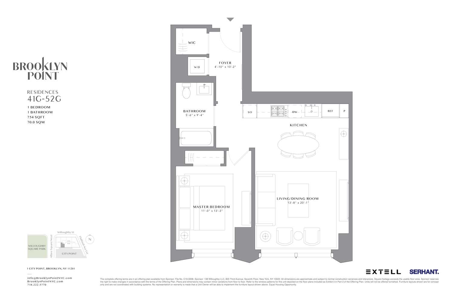 Floorplan for 1 City Point, 51G