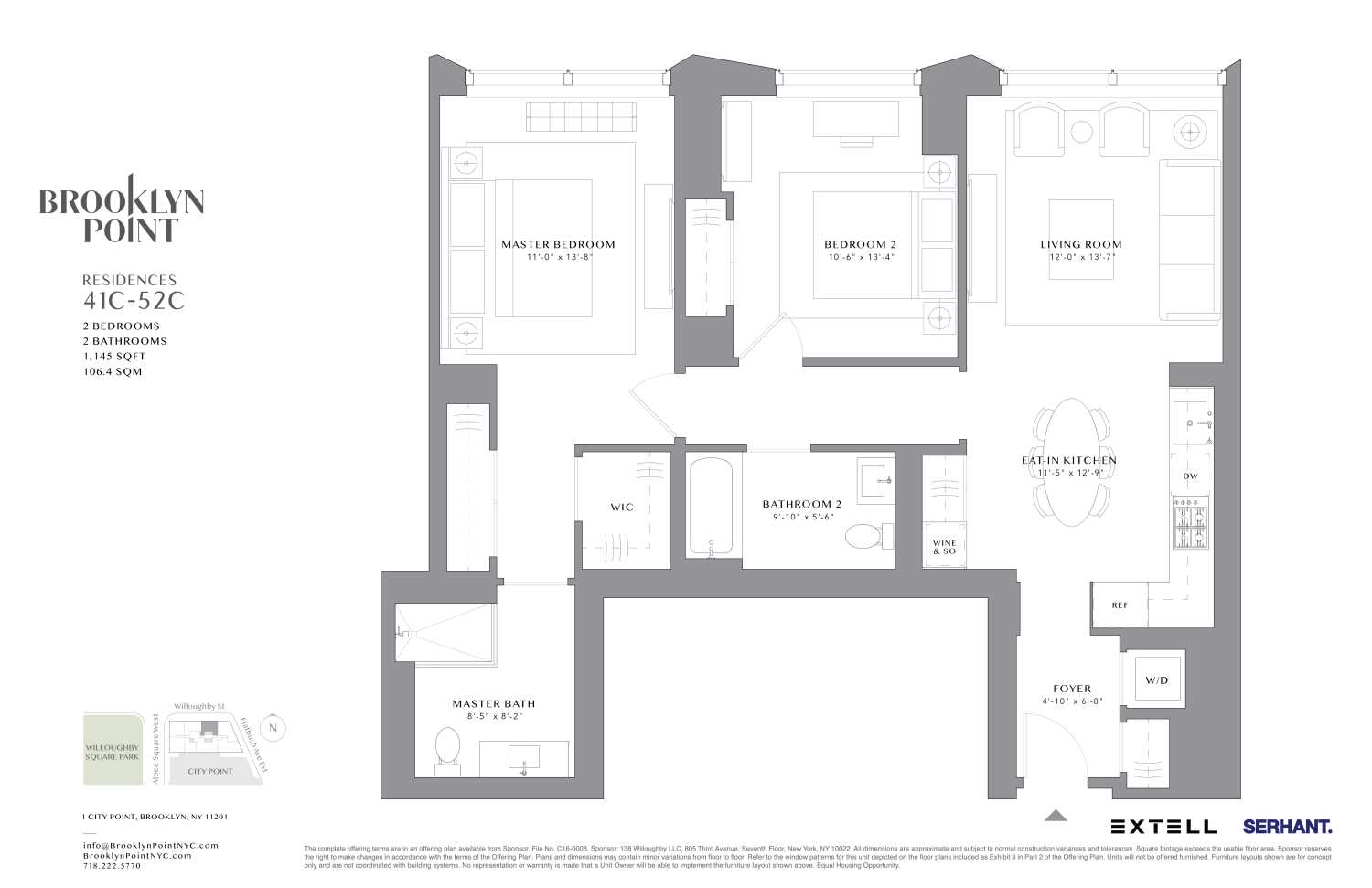 Floorplan for 1 City Point, 49C