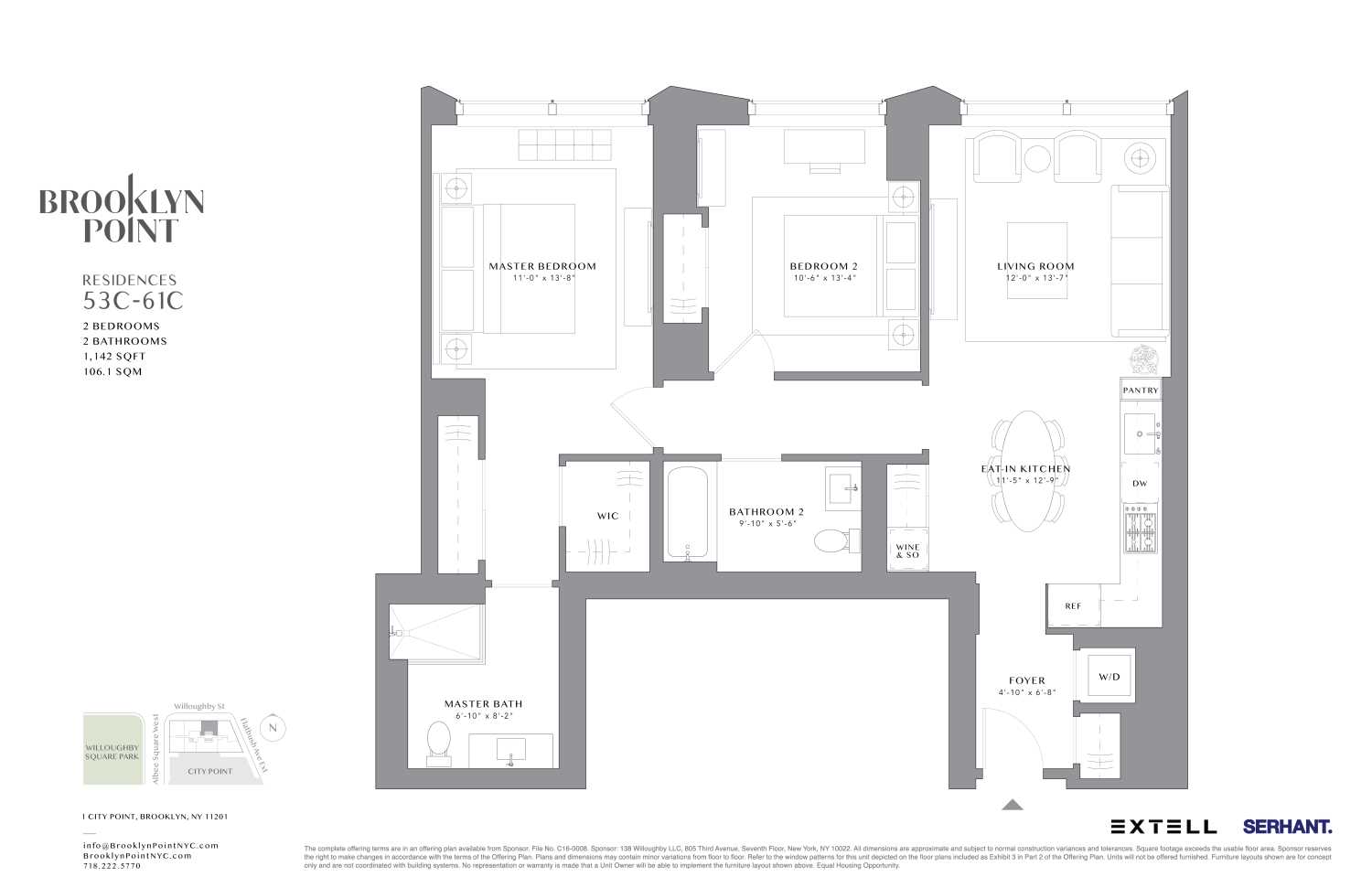 Floorplan for 1 City Point, 61C