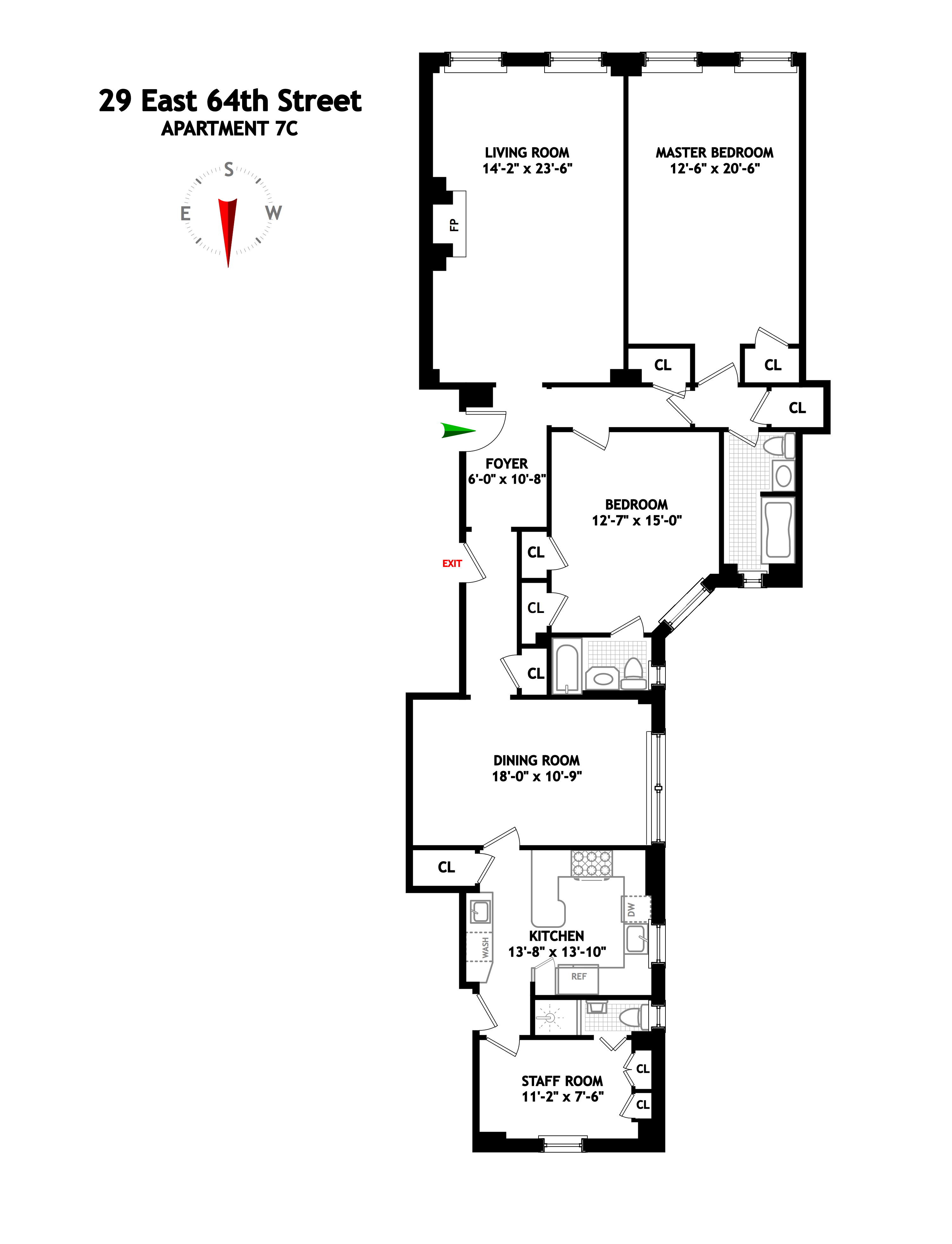 Floorplan for 29 East 64th Street, 7C