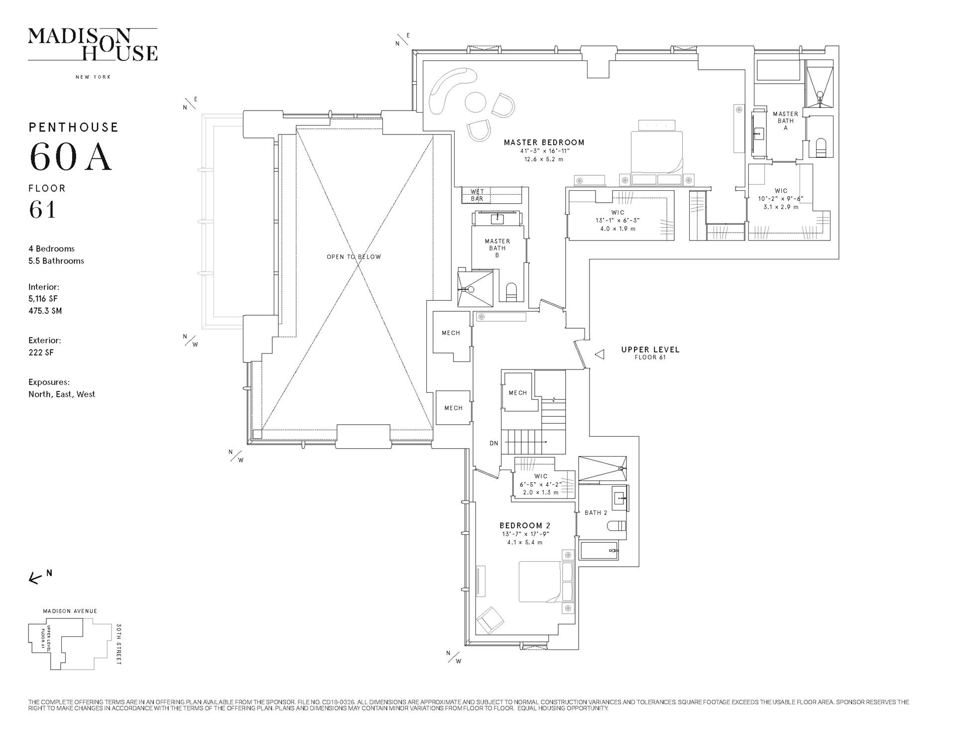 Floorplan for 15 East 30th Street, PH60A