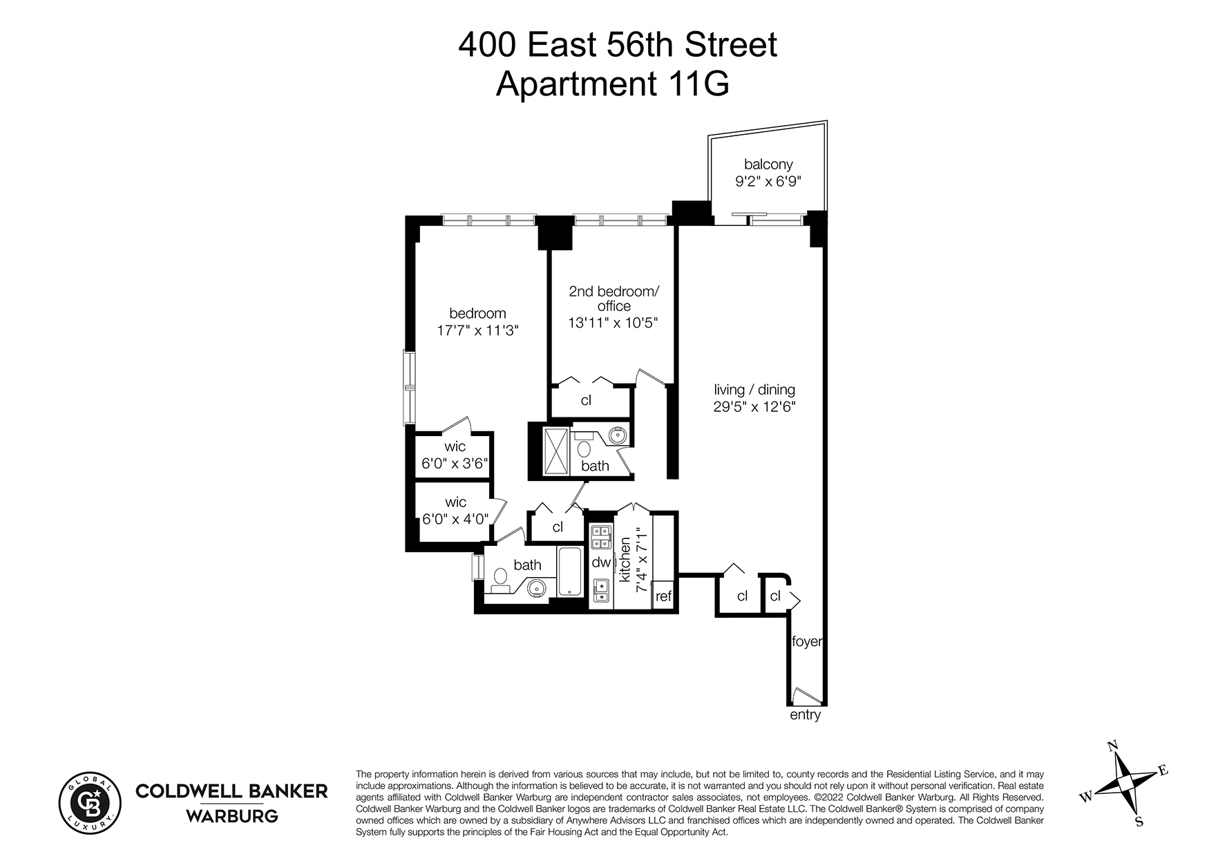 Floorplan for 400 East 56th Street, 11G