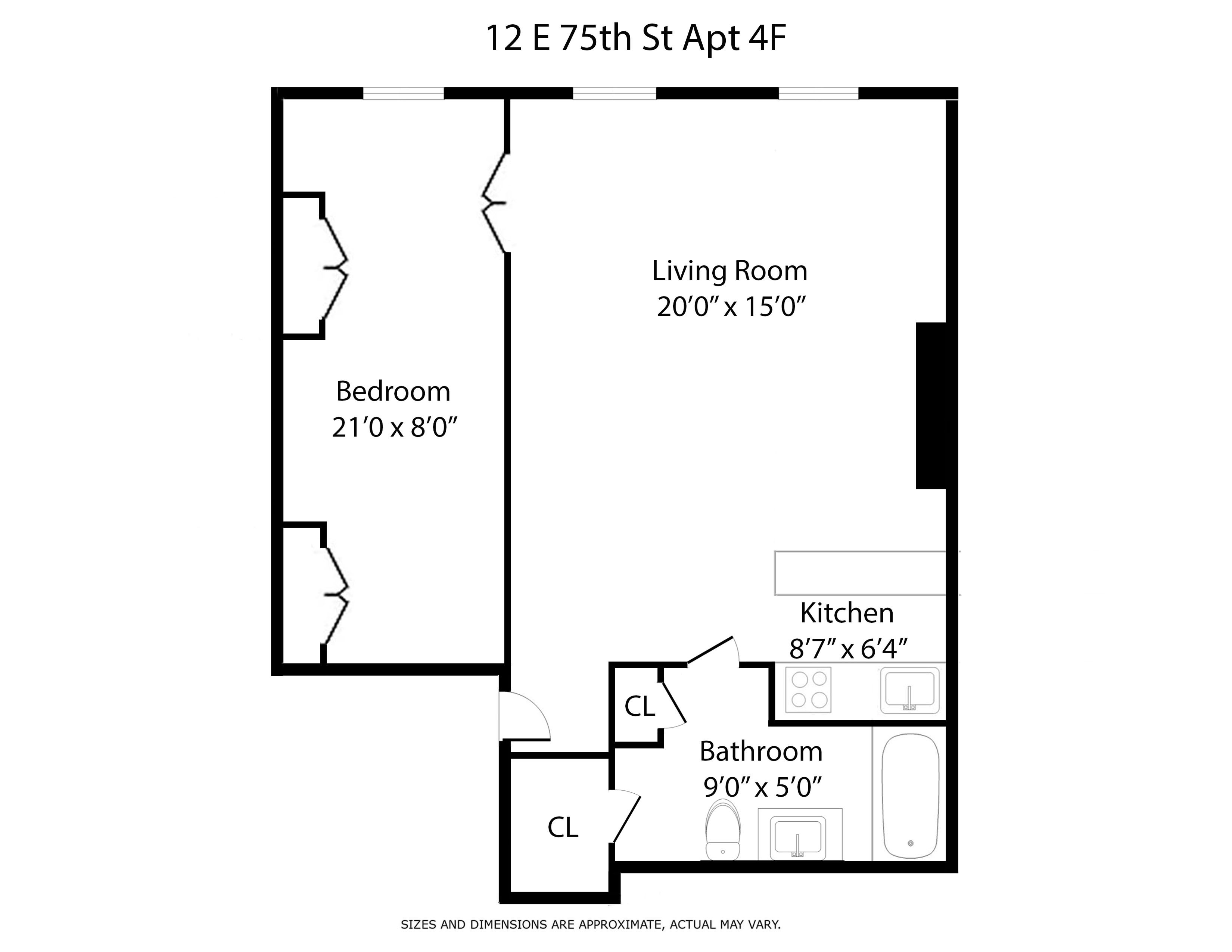 Floorplan for 12 East 75th Street, 4F