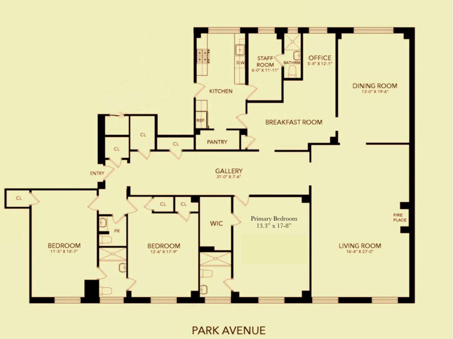 Floorplan for 1040 Park Avenue, 11C