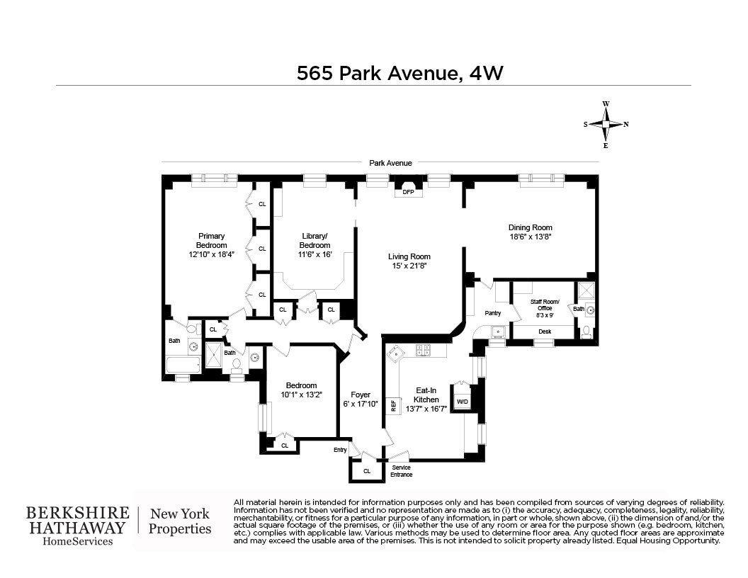 Floorplan for 565 Park Avenue, 4W