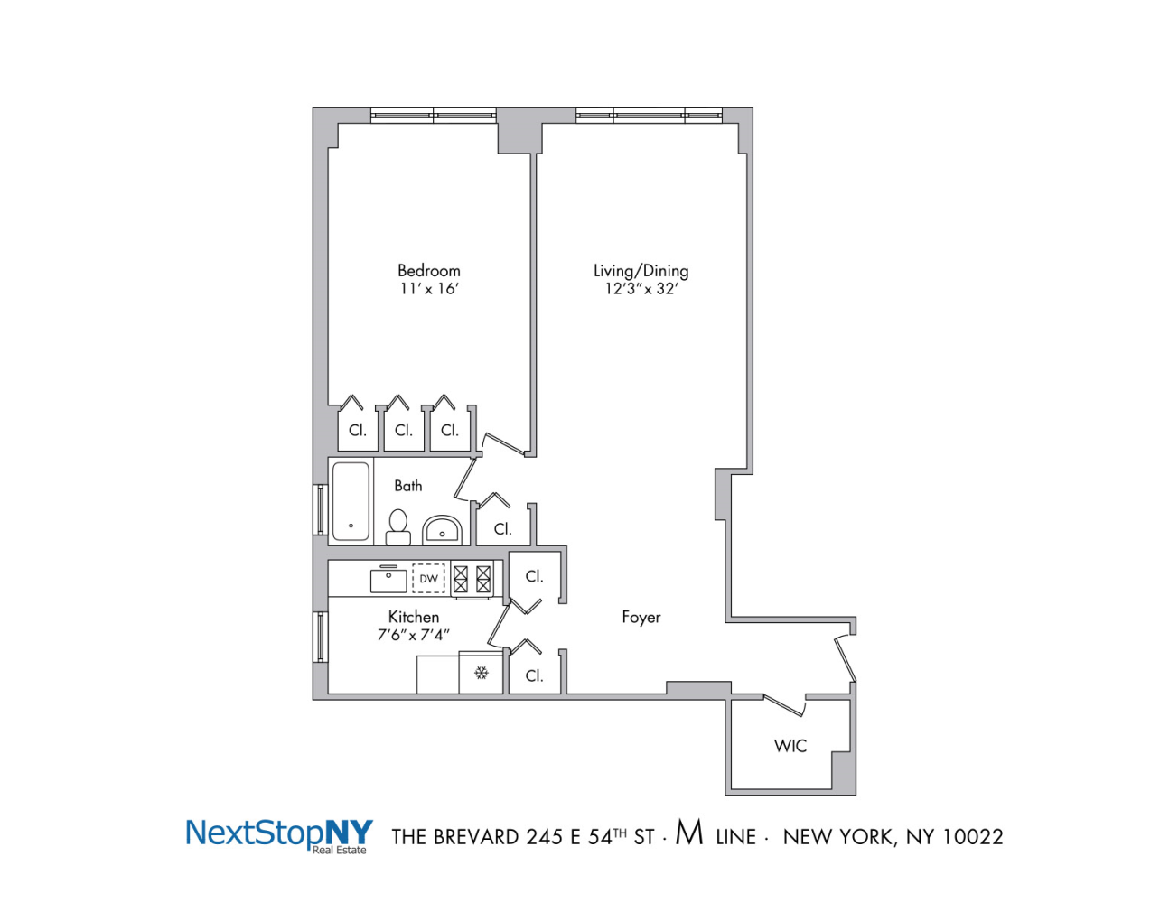 Floorplan for 245 East 54th Street, 16M