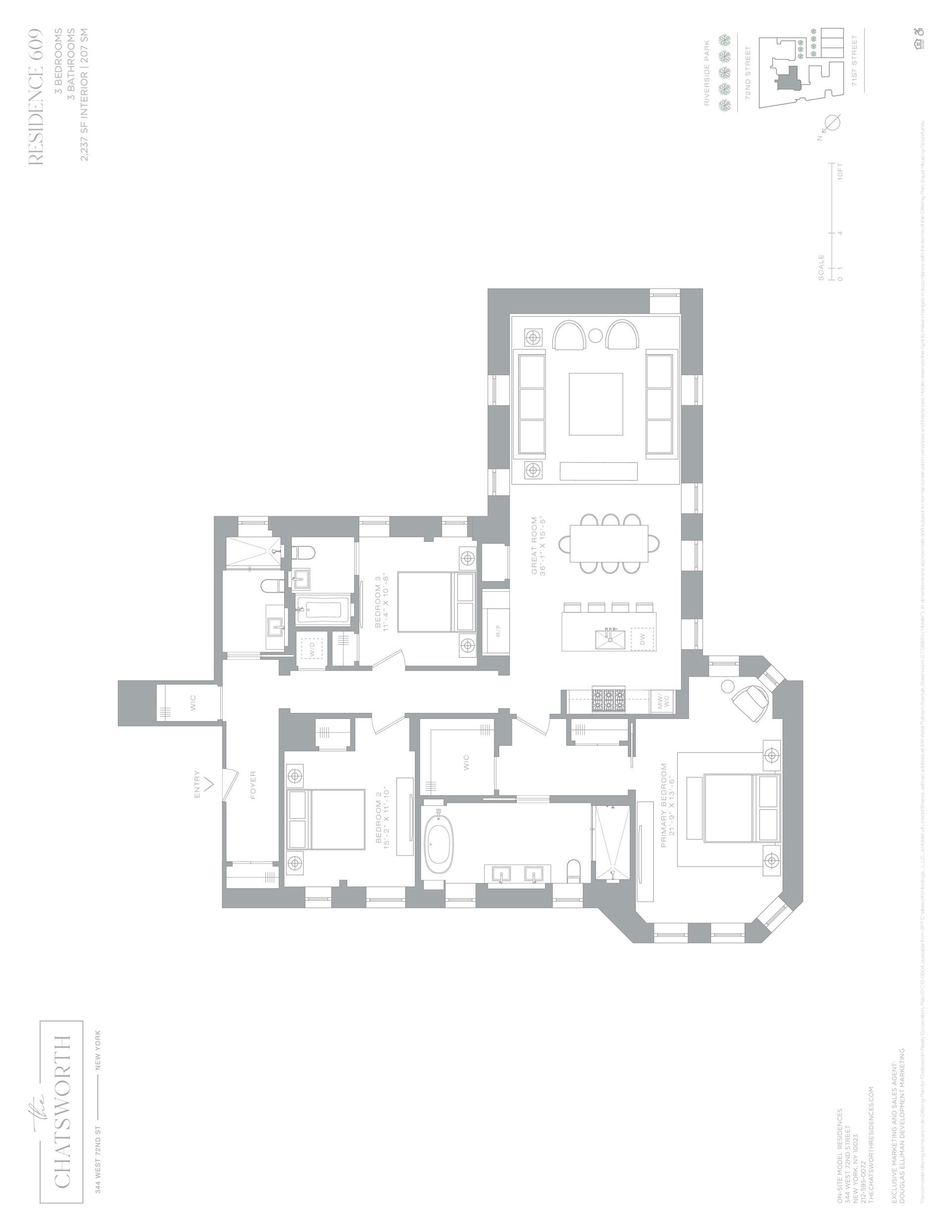 Floorplan for 344 West 72nd Street, 609