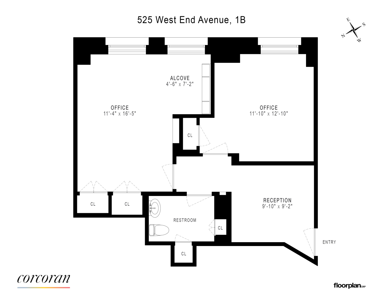 Floorplan for 525 West End Avenue, 1B