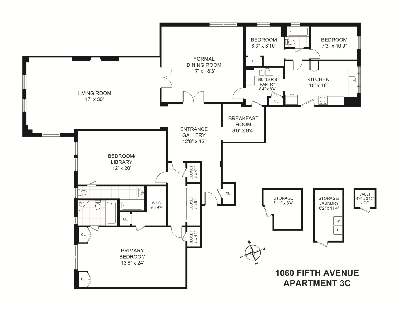 Floorplan for 1060 5th Avenue, 3C